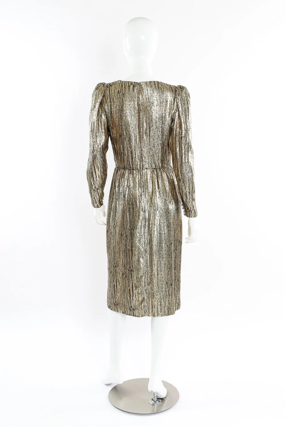 Metallic Stripe Surplice Dress