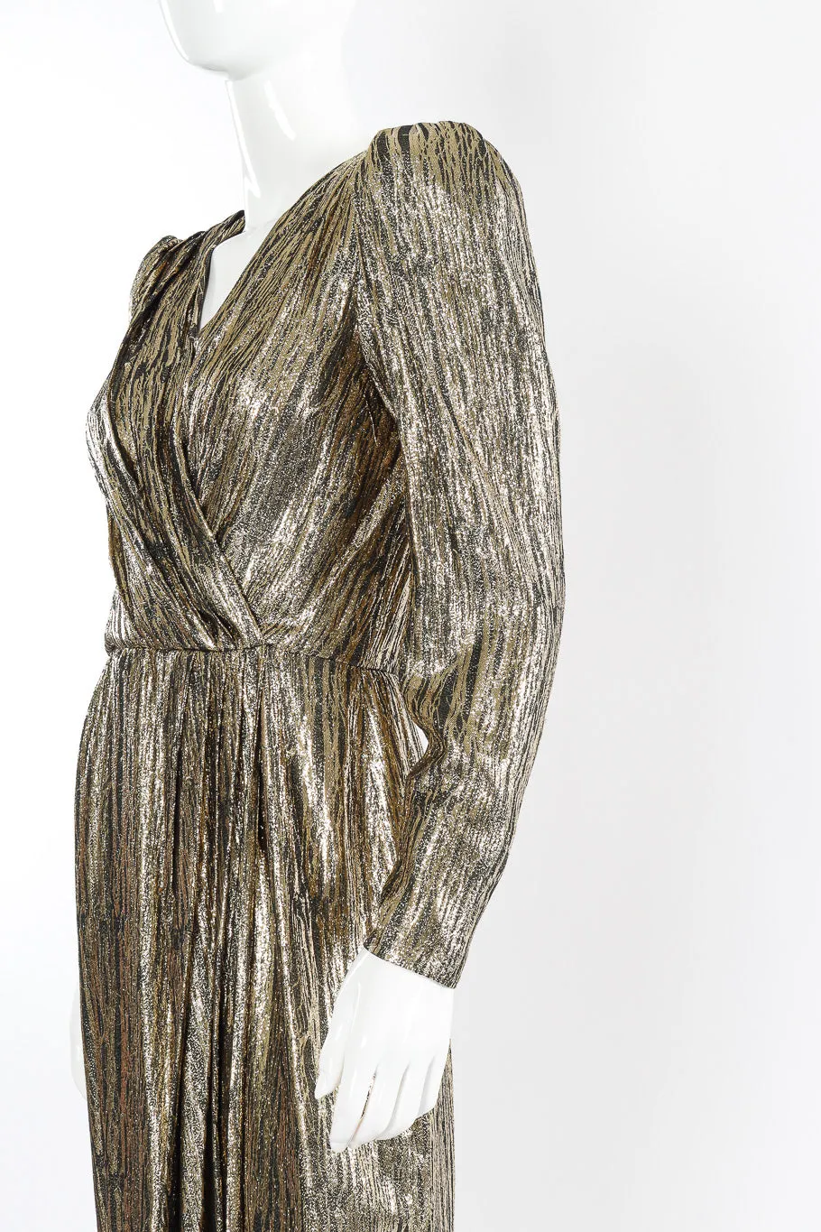 Metallic Stripe Surplice Dress