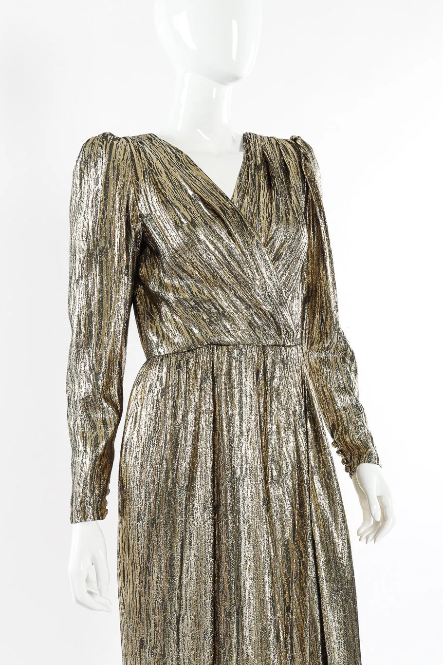 Metallic Stripe Surplice Dress