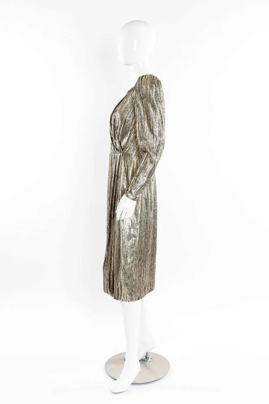 Metallic Stripe Surplice Dress