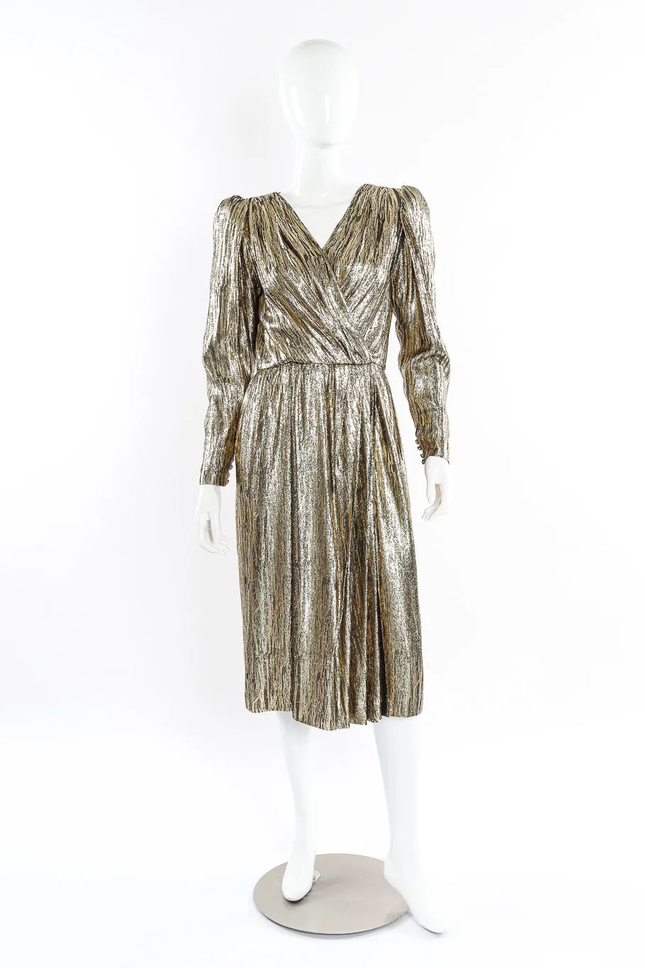 Metallic Stripe Surplice Dress