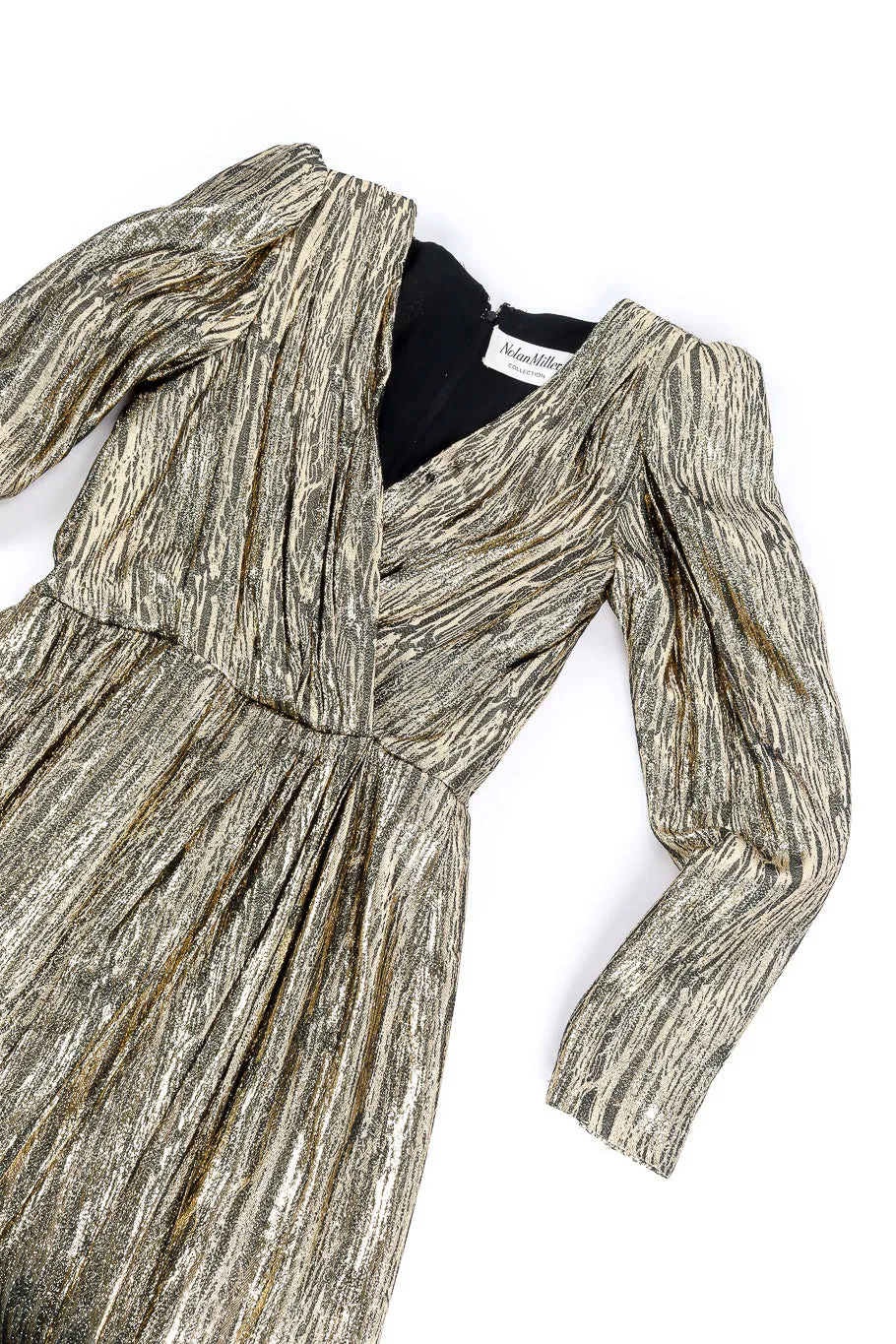 Metallic Stripe Surplice Dress