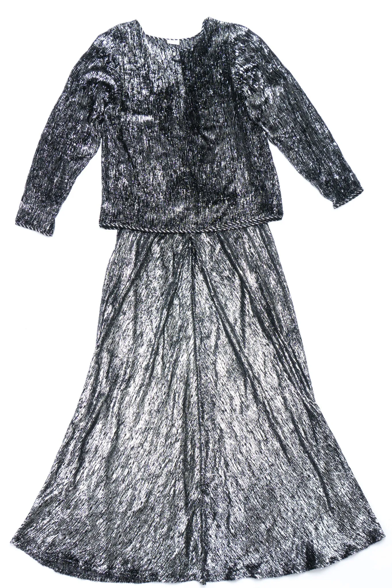 Metallic Velvet Lamé Top and Skirt Set