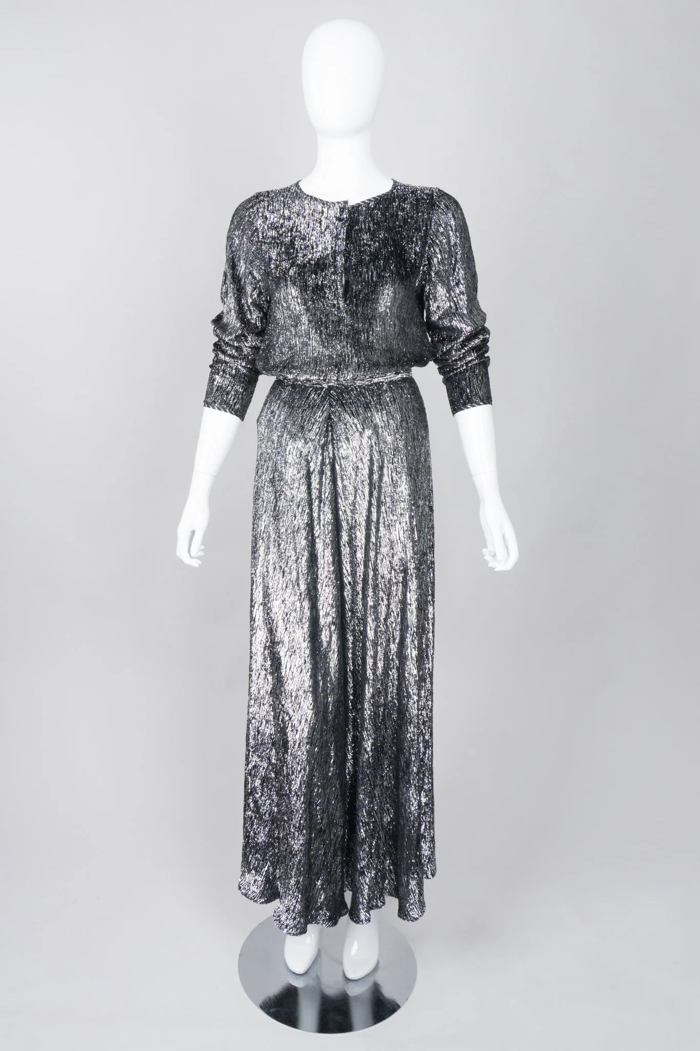 Metallic Velvet Lamé Top and Skirt Set