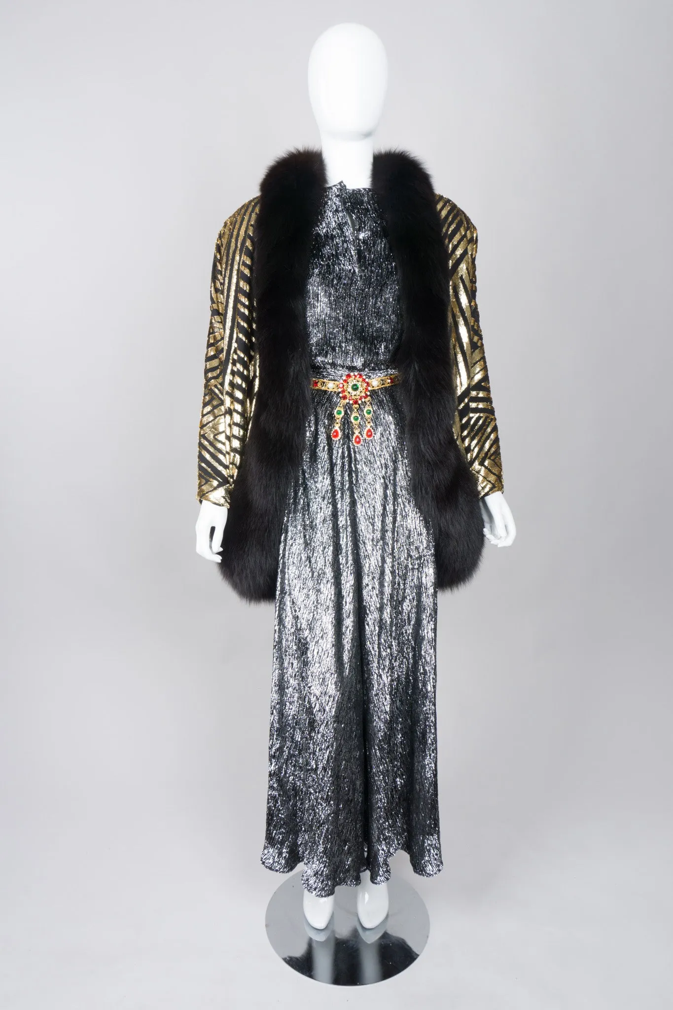 Metallic Velvet Lamé Top and Skirt Set