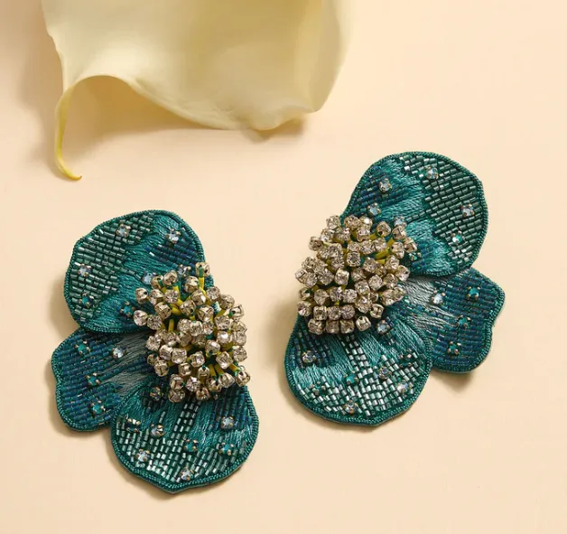 Mignonne Gavigan Gertie Flower Studs - Turquoise