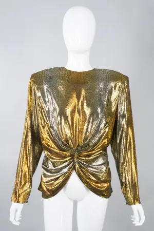Mixed Metallics Gathered Waist Top