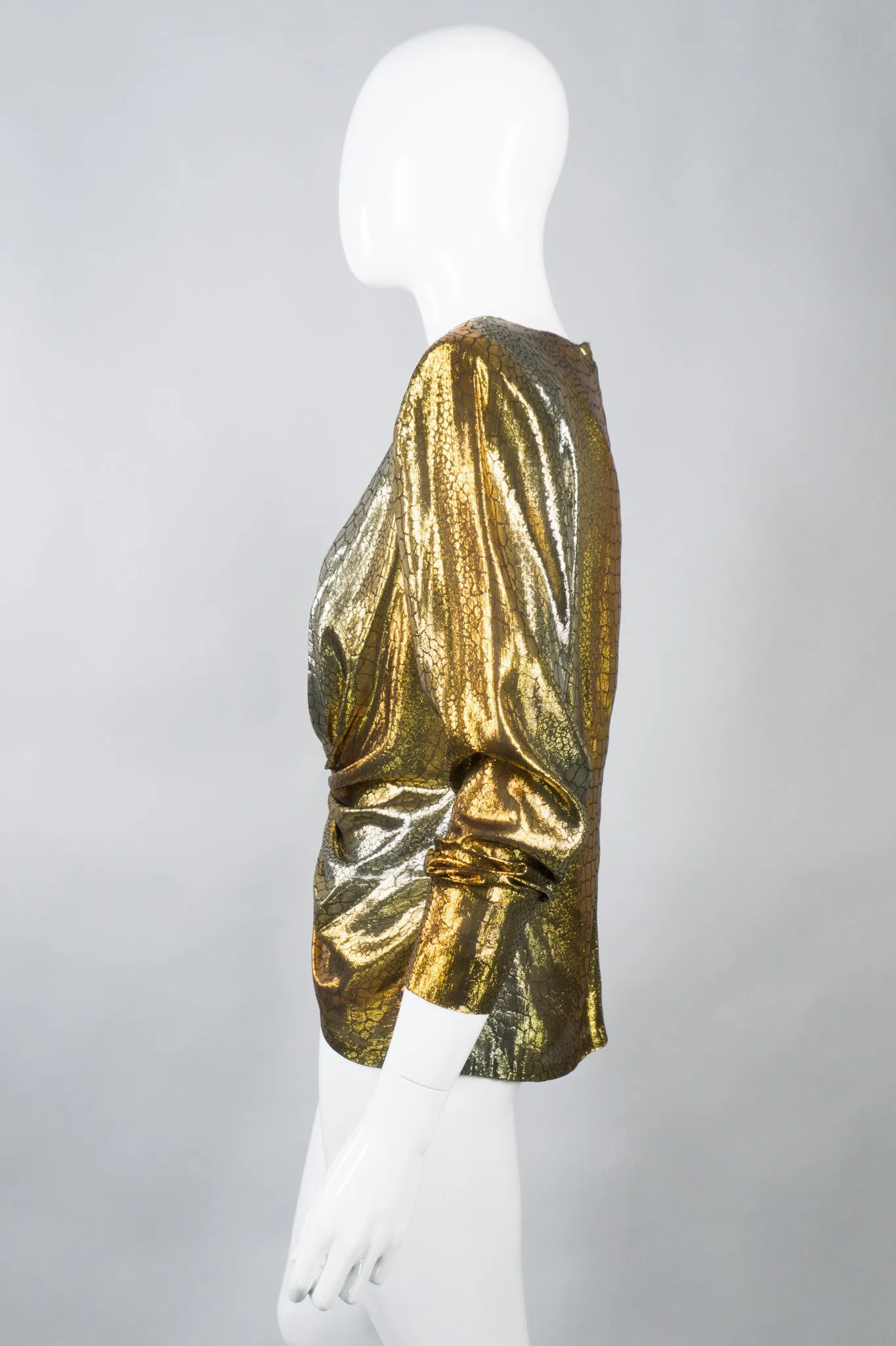 Mixed Metallics Gathered Waist Top