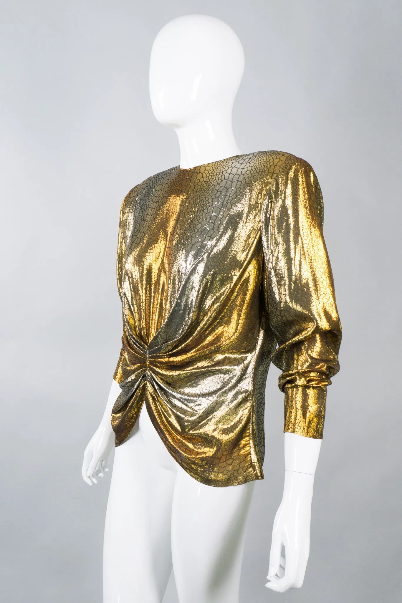 Mixed Metallics Gathered Waist Top
