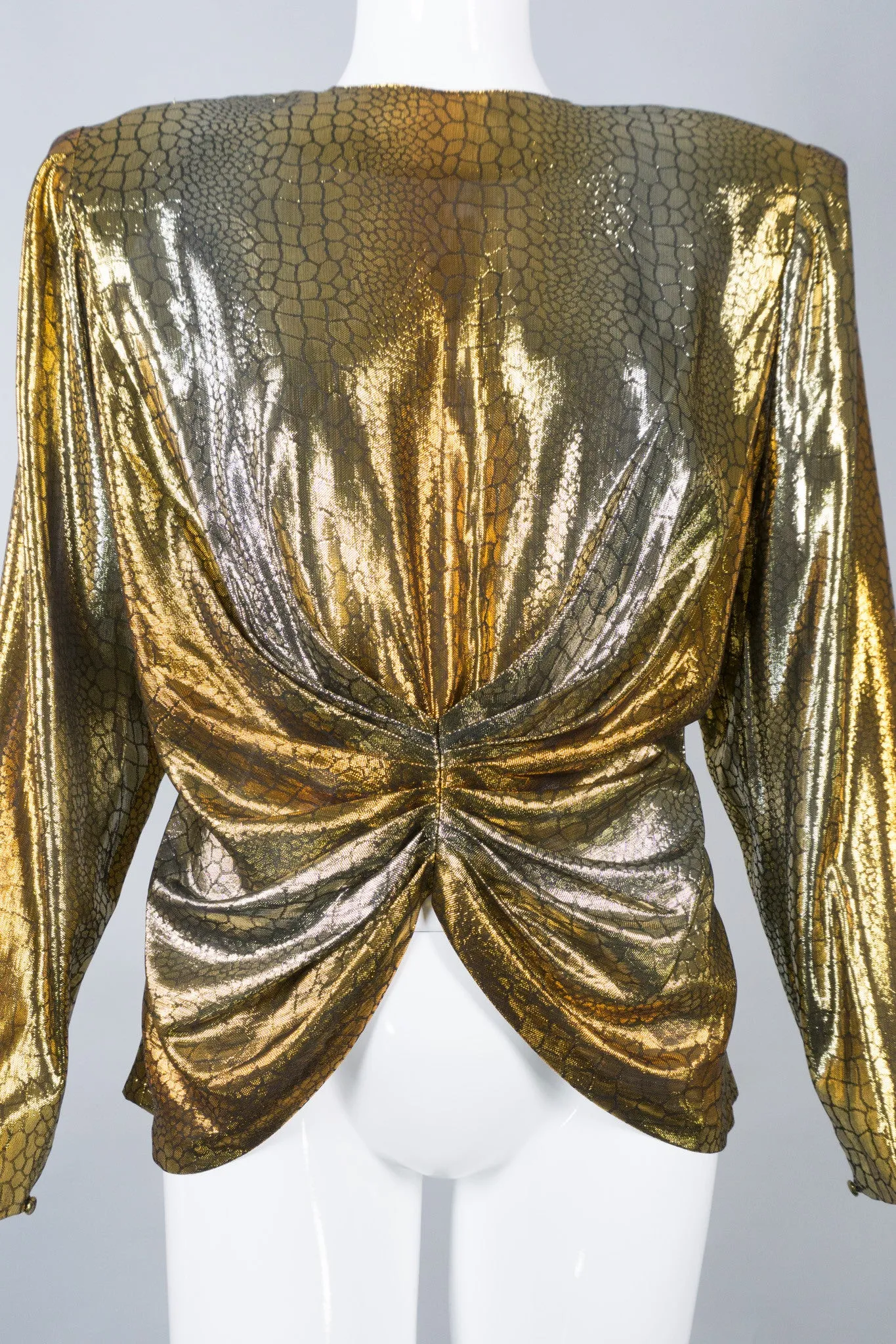 Mixed Metallics Gathered Waist Top