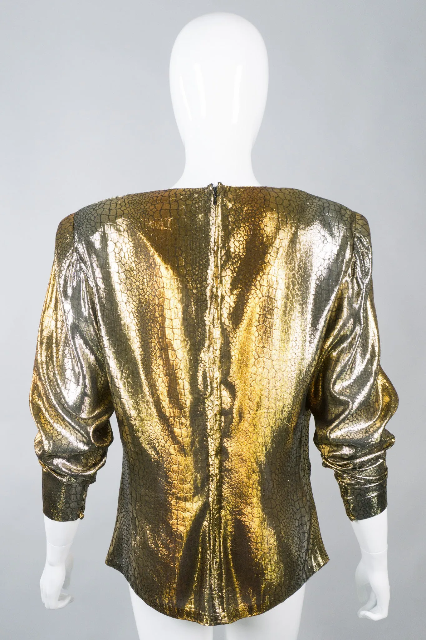 Mixed Metallics Gathered Waist Top