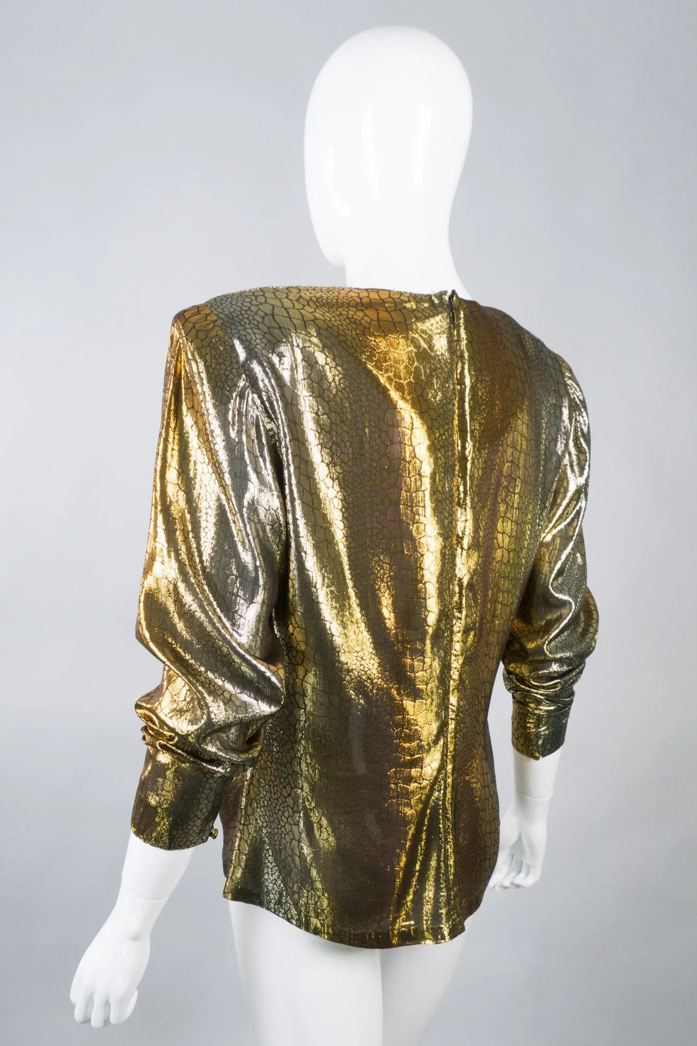 Mixed Metallics Gathered Waist Top