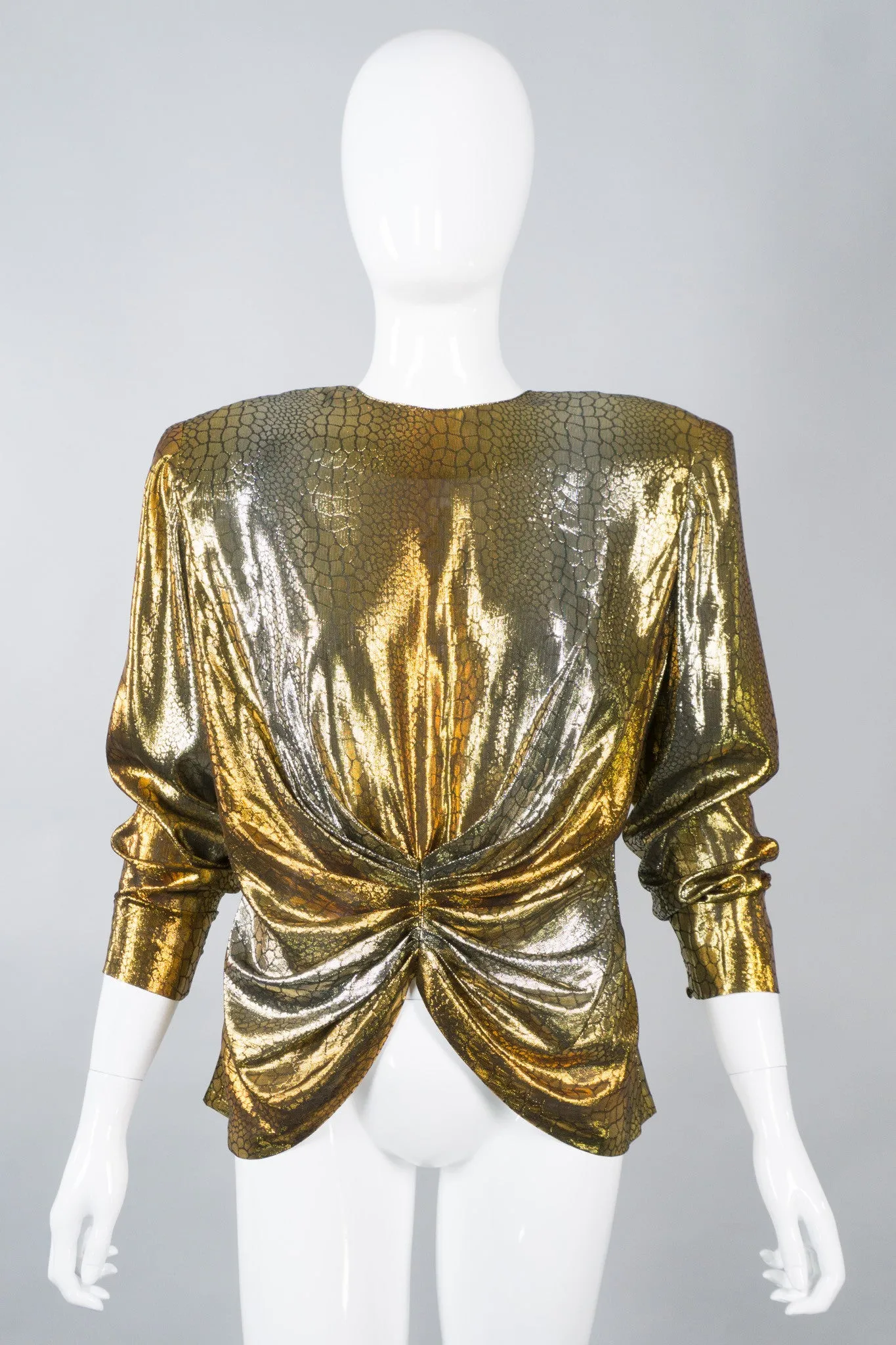 Mixed Metallics Gathered Waist Top