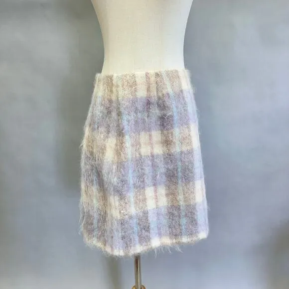 Moda International Vintage 90s plaid a line mini skirt size 12 wool/mohair