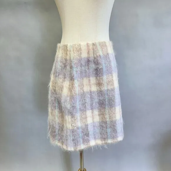 Moda International Vintage 90s plaid a line mini skirt size 12 wool/mohair