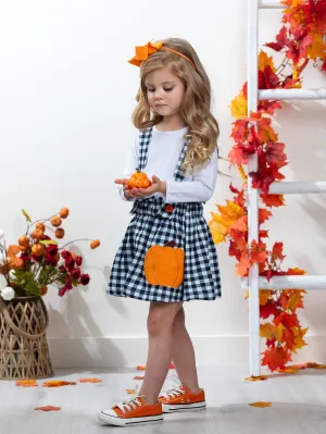Mommy's Little Pumpkin Plaid Overall Skirt Set
