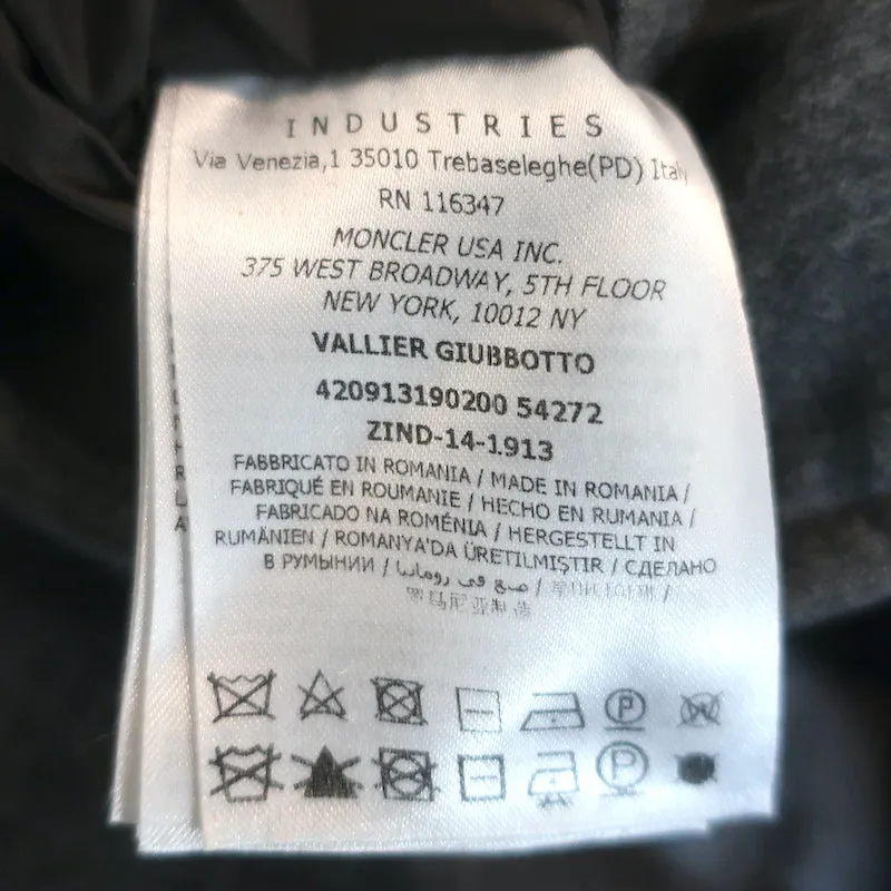 Moncler Vallier Quilted Down Coat Gray Wool Size 7