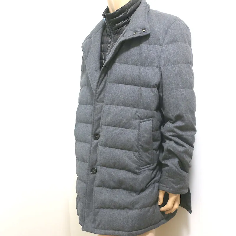 Moncler Vallier Quilted Down Coat Gray Wool Size 7