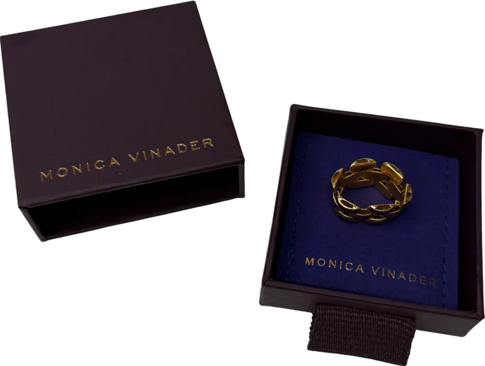 Monica Vinader Heirloom 18k Gold Woven Chain Ring UK S
