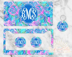 Monogram License Plate in Preppy Palm Beach