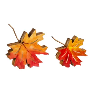 Multi-color Wood Leaf Tabletop Decoration, Set of 2,8taw148