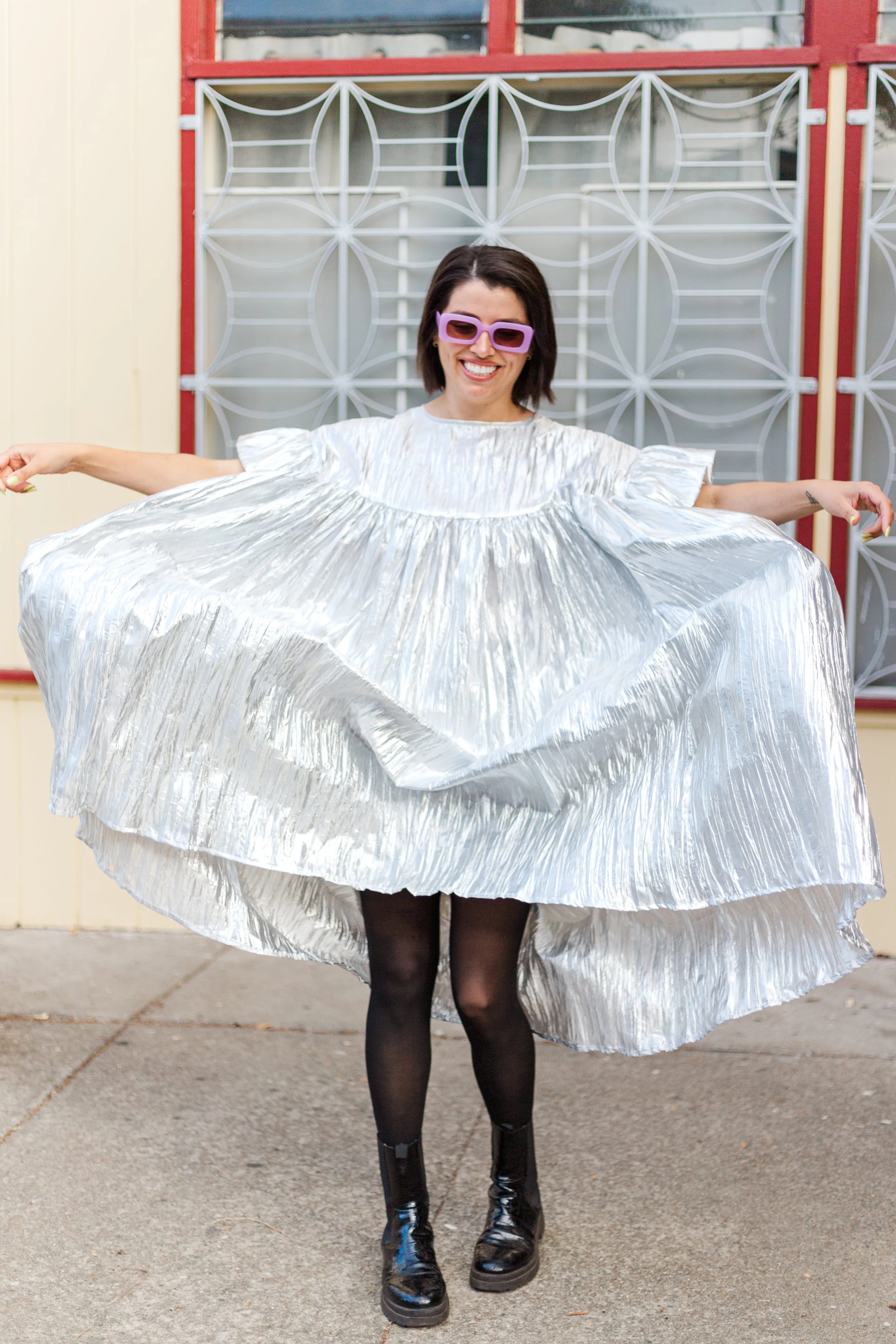 Mushroom Dress in Silver Metallic (PREORDER)
