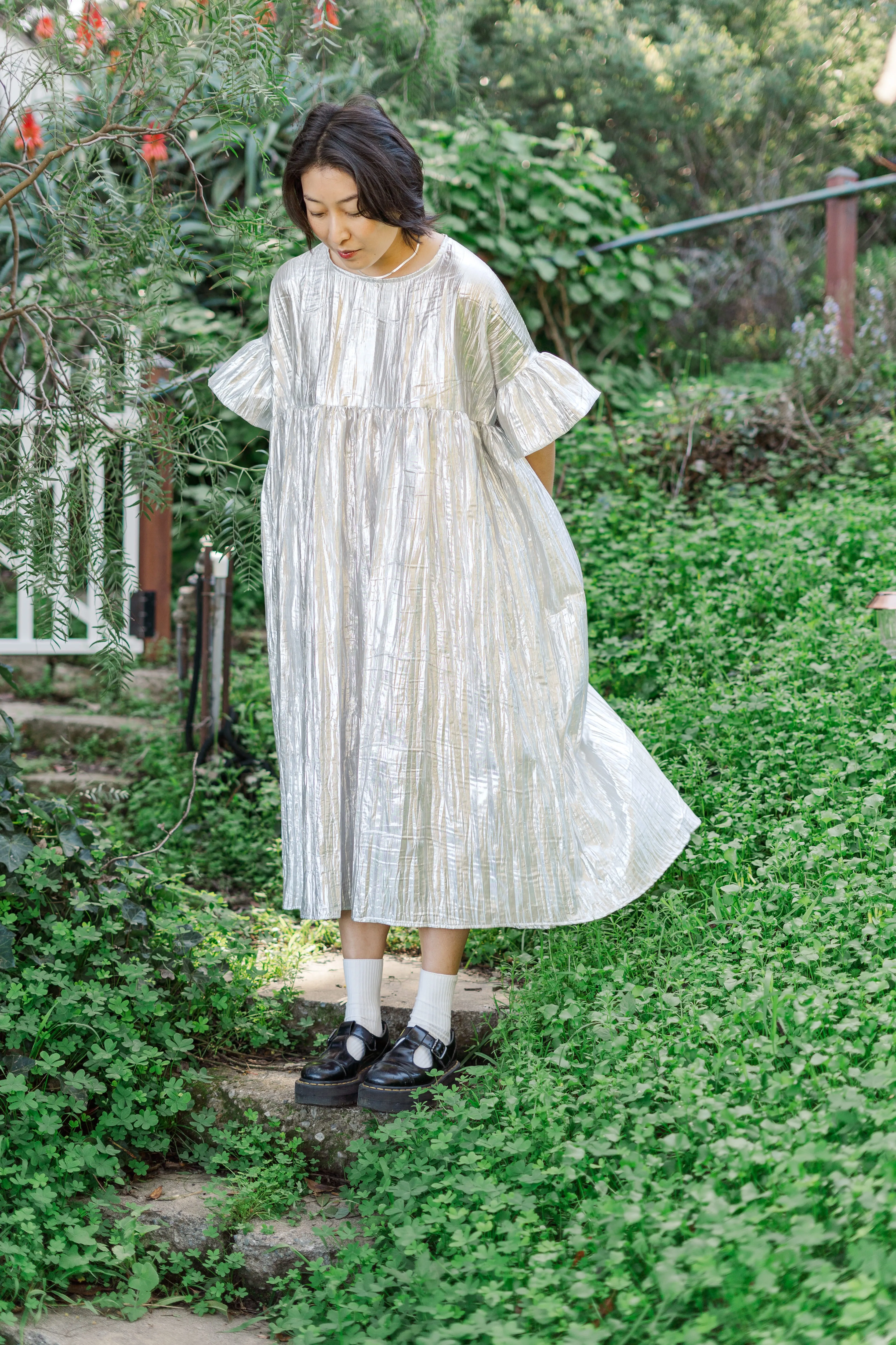 Mushroom Dress in Silver Metallic (PREORDER)