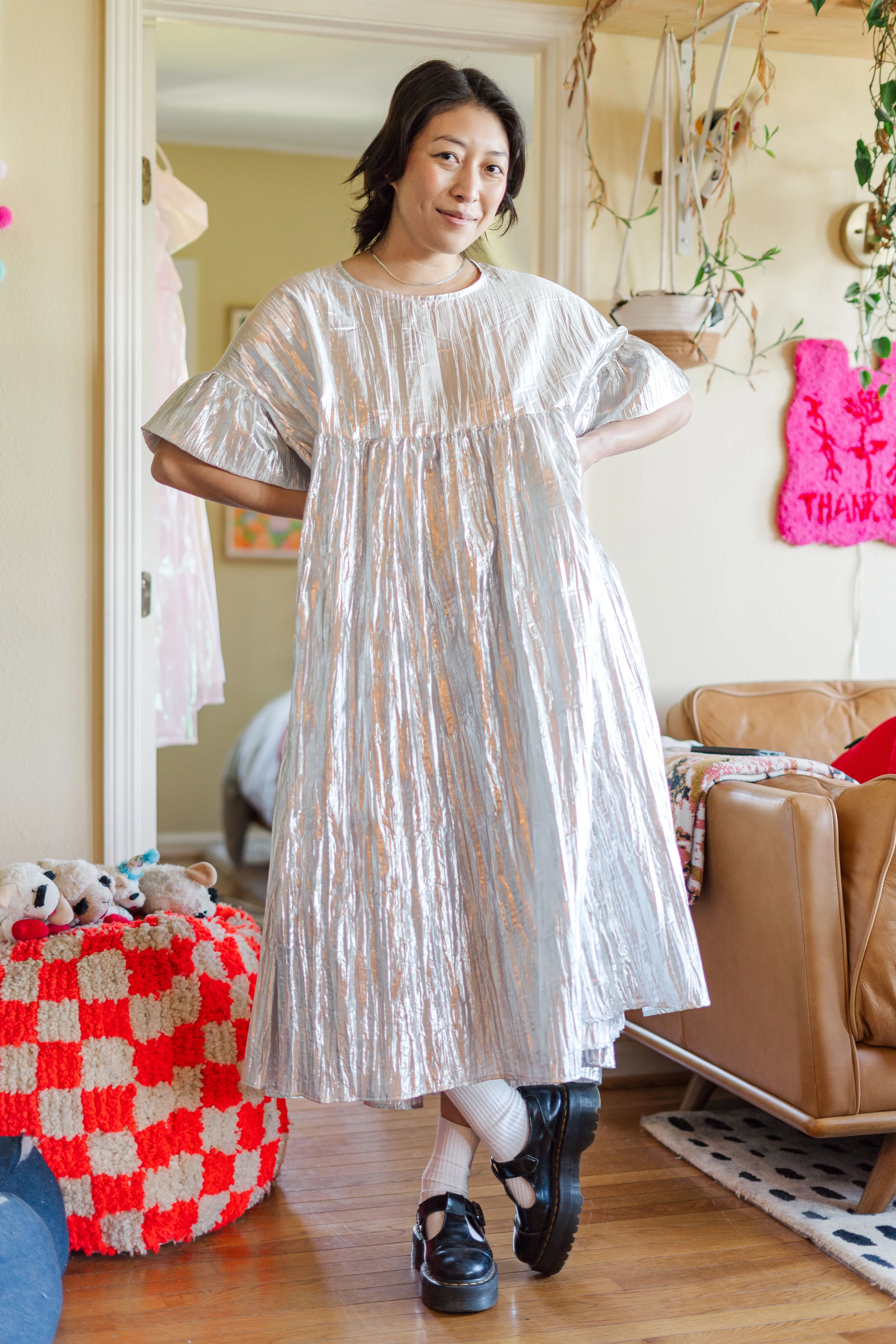 Mushroom Dress in Silver Metallic (PREORDER)