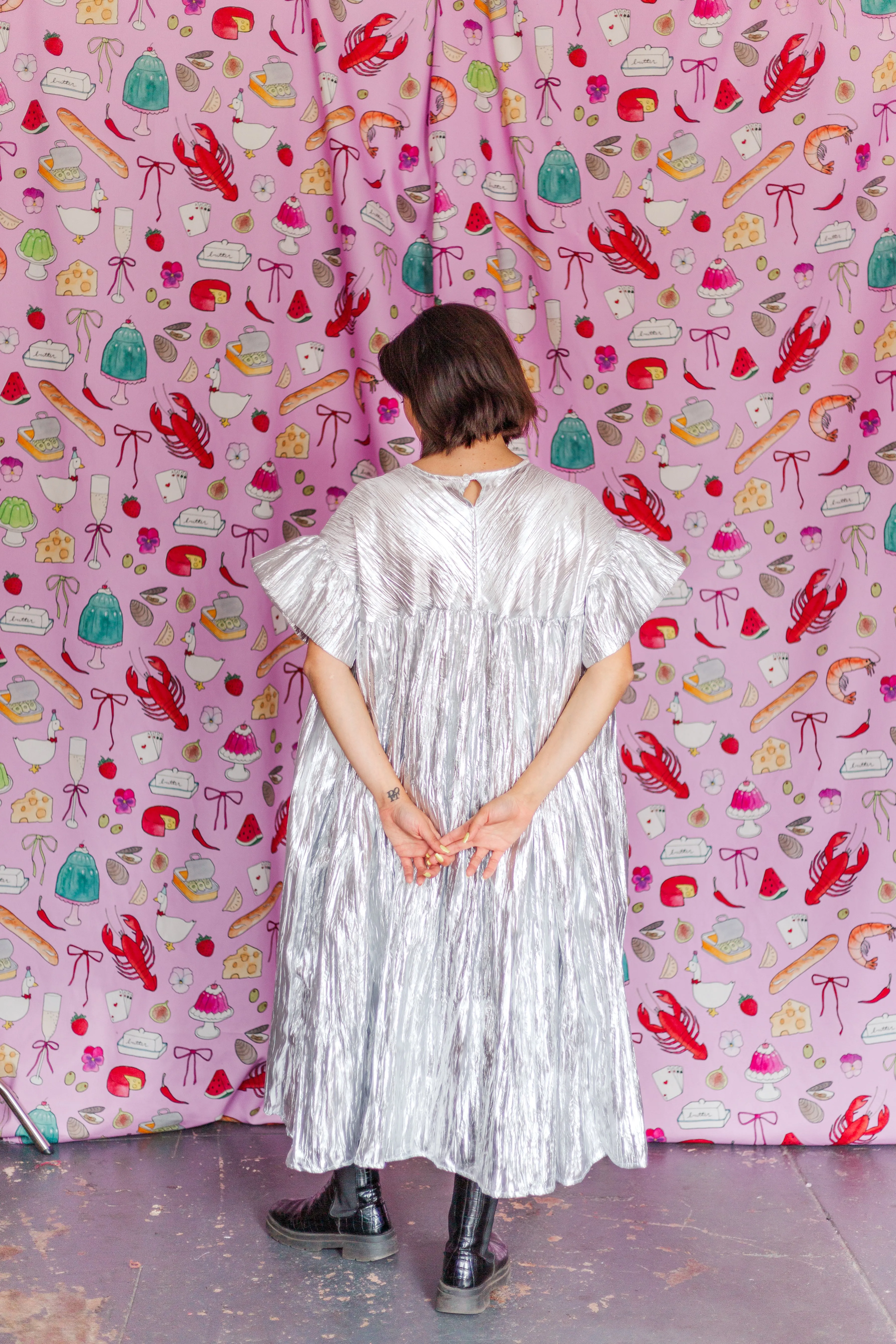 Mushroom Dress in Silver Metallic (PREORDER)