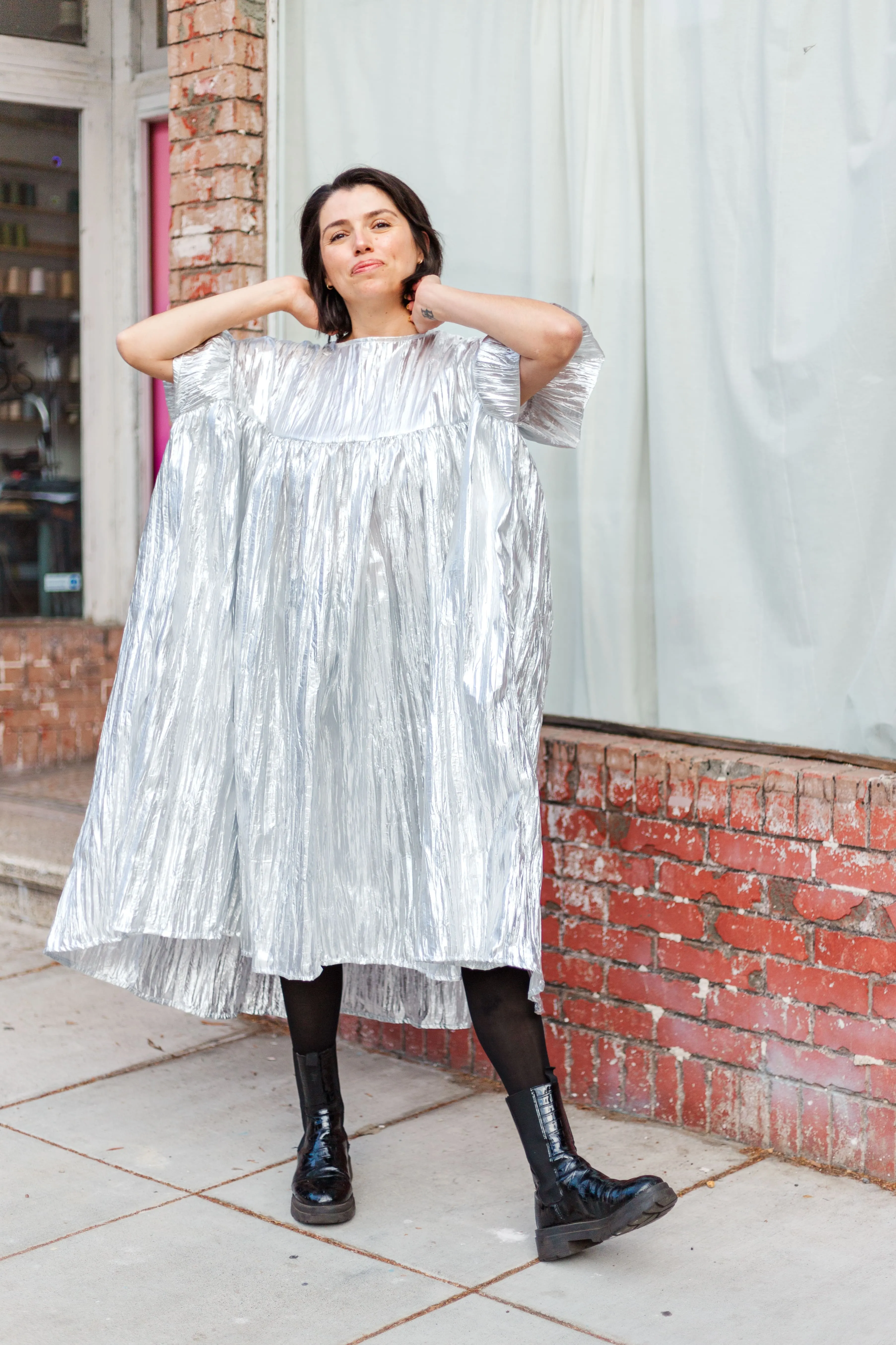 Mushroom Dress in Silver Metallic (PREORDER)