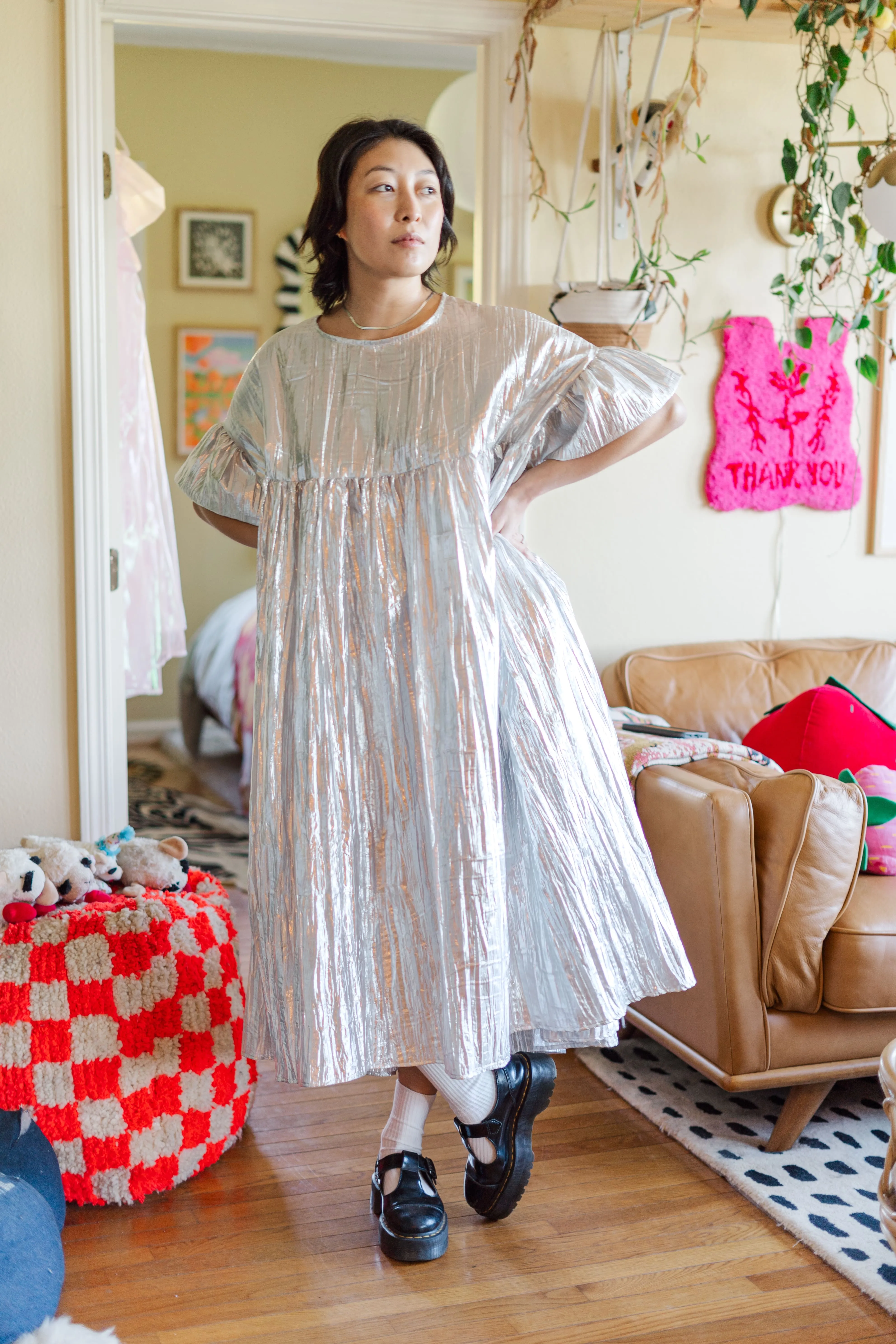 Mushroom Dress in Silver Metallic (PREORDER)