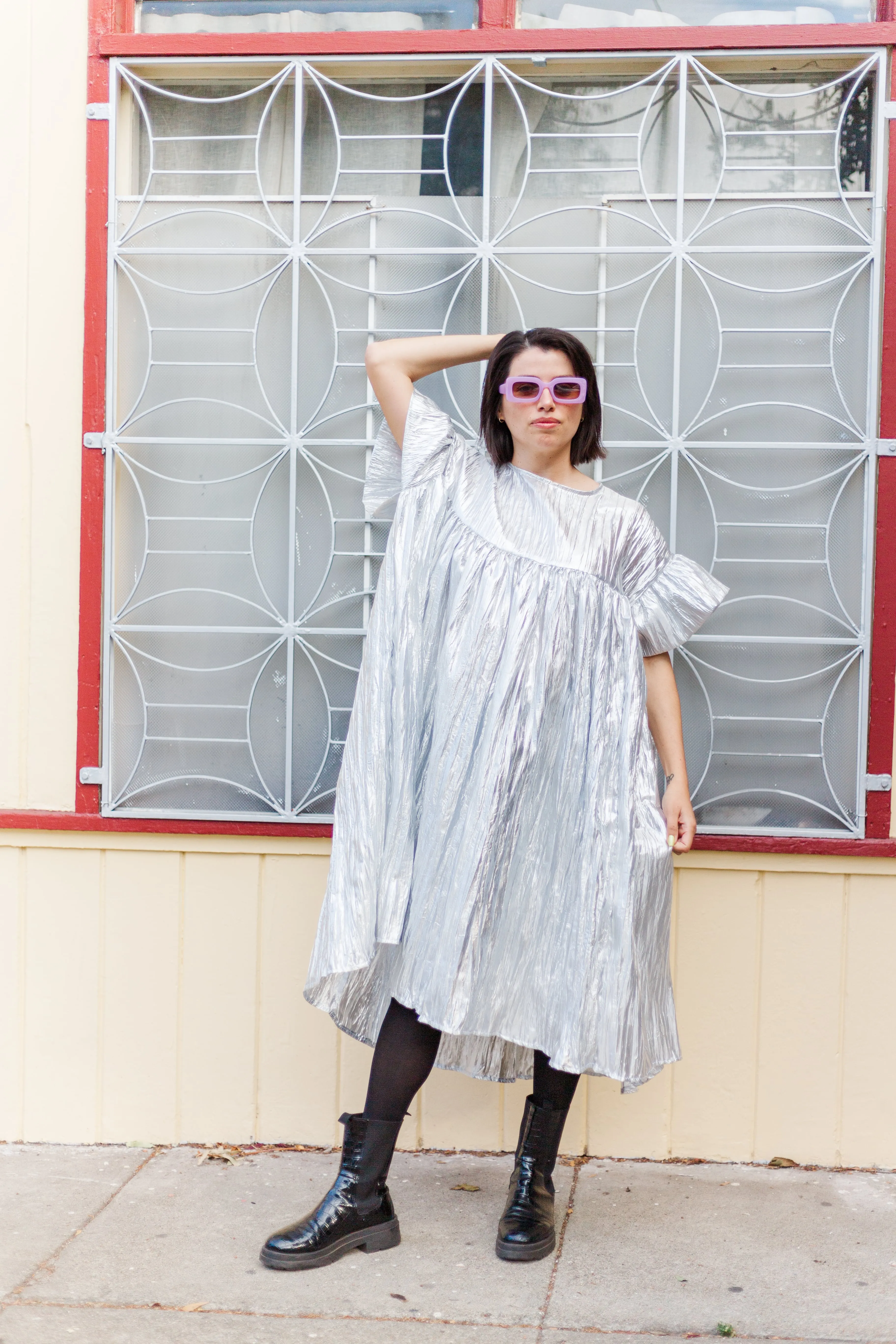 Mushroom Dress in Silver Metallic (PREORDER)