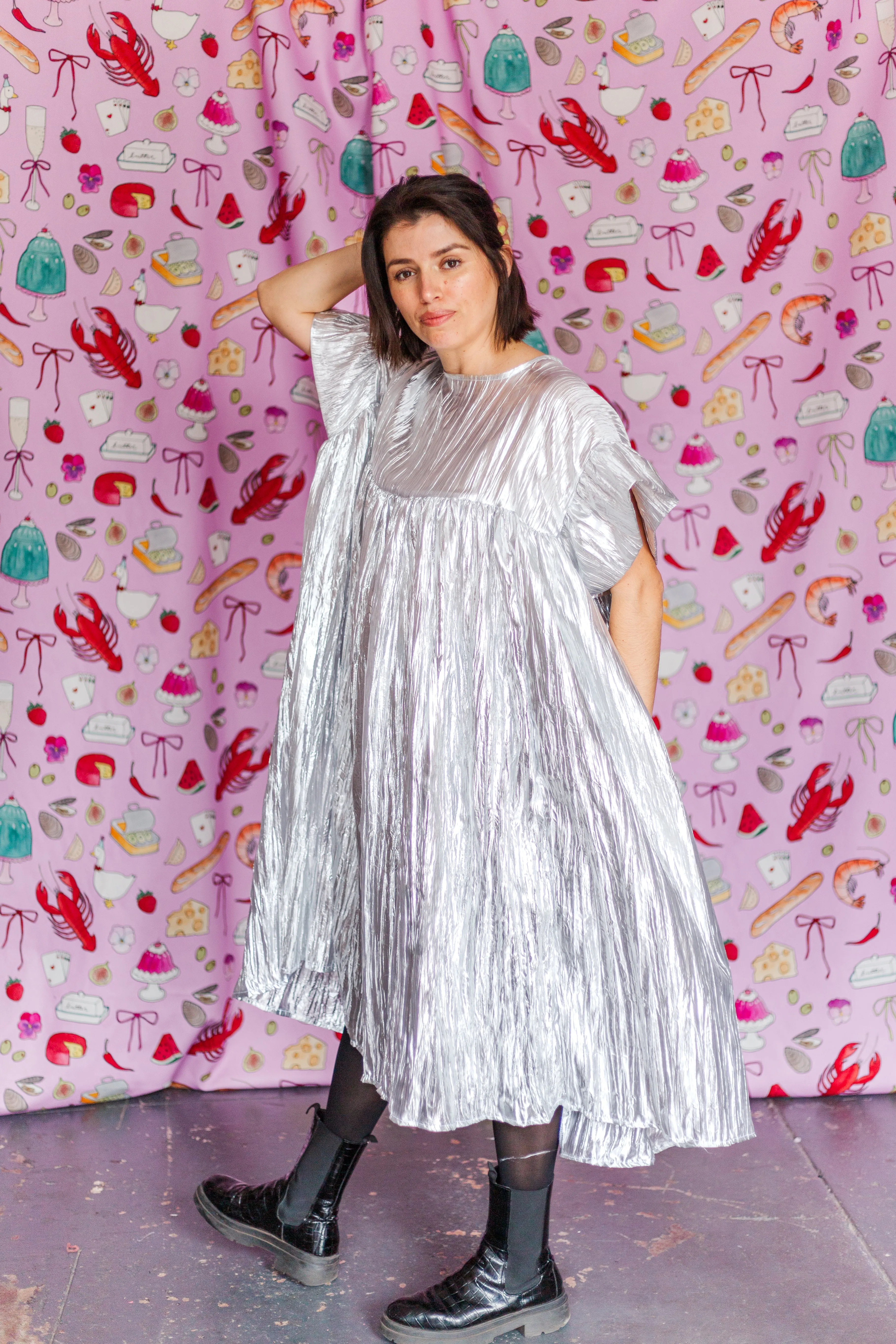 Mushroom Dress in Silver Metallic (PREORDER)