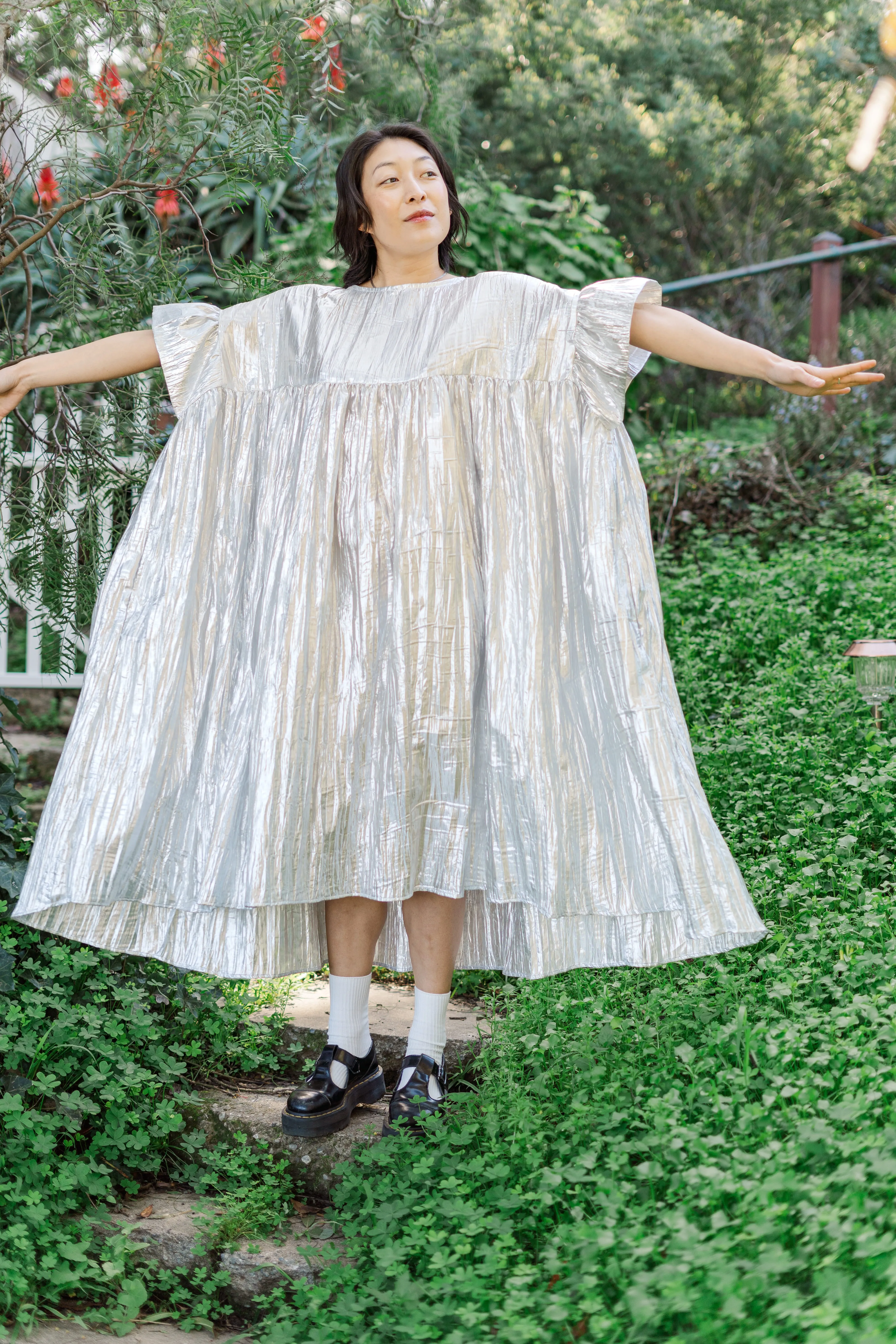 Mushroom Dress in Silver Metallic (PREORDER)
