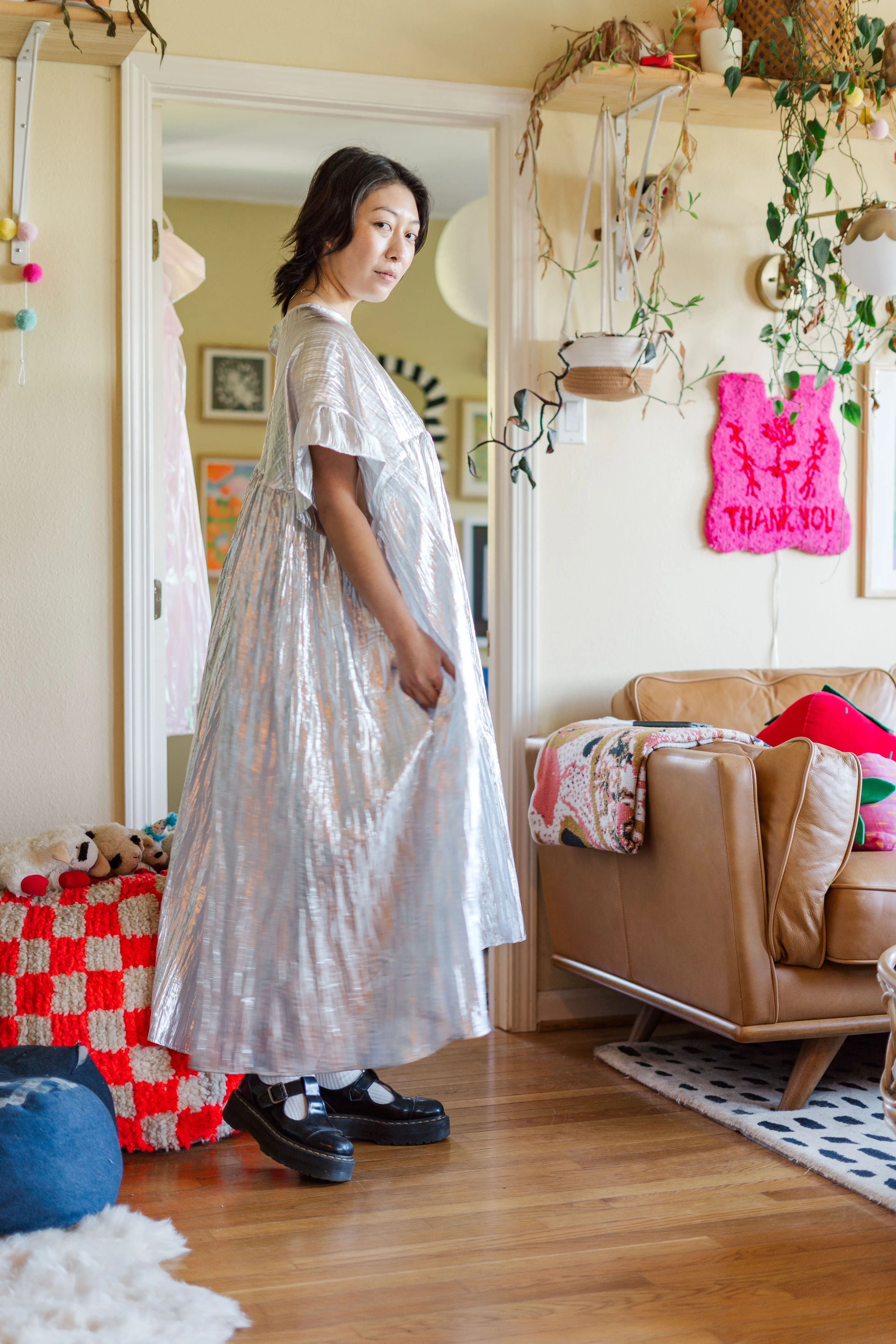 Mushroom Dress in Silver Metallic (PREORDER)