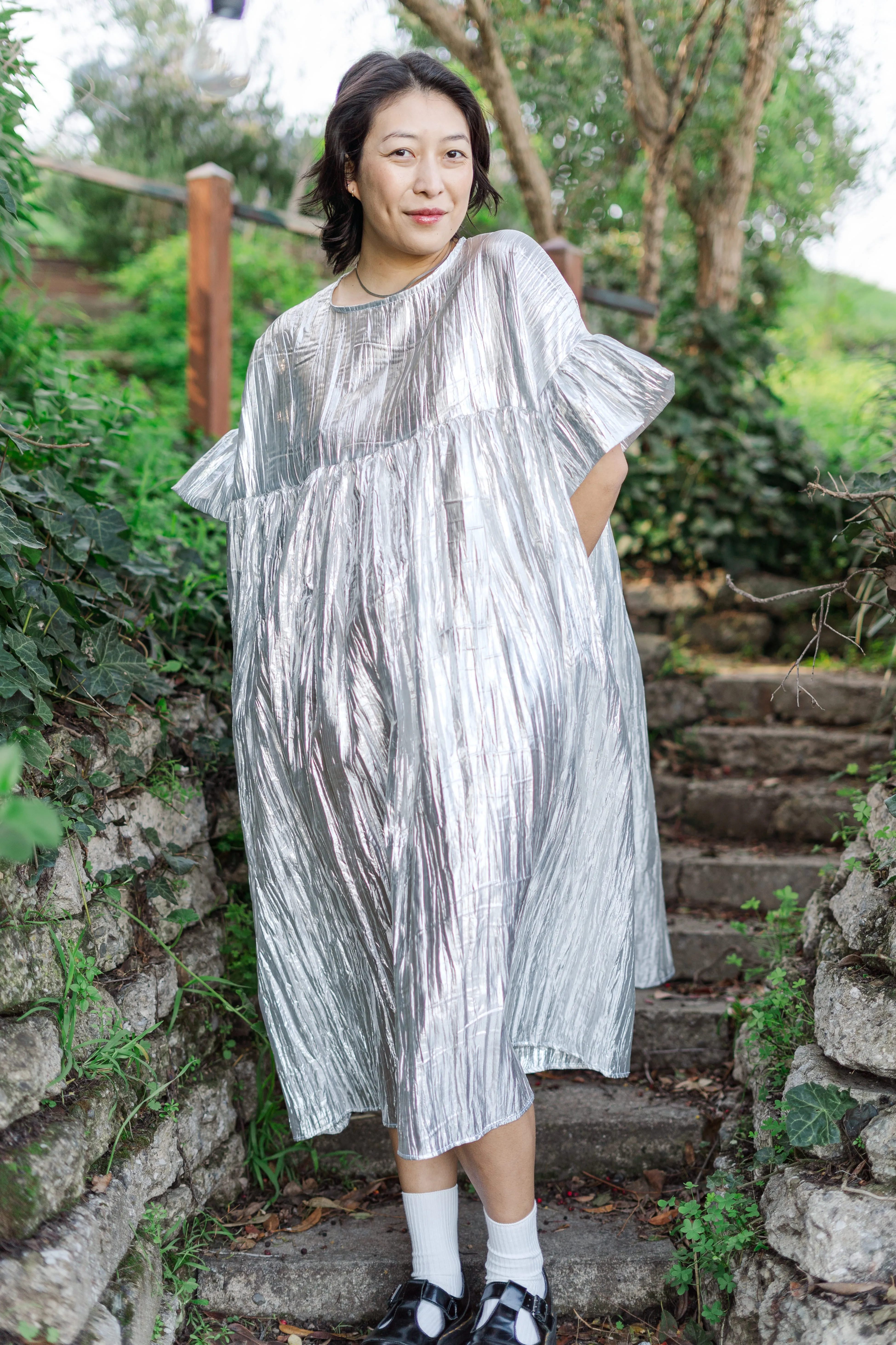 Mushroom Dress in Silver Metallic (PREORDER)