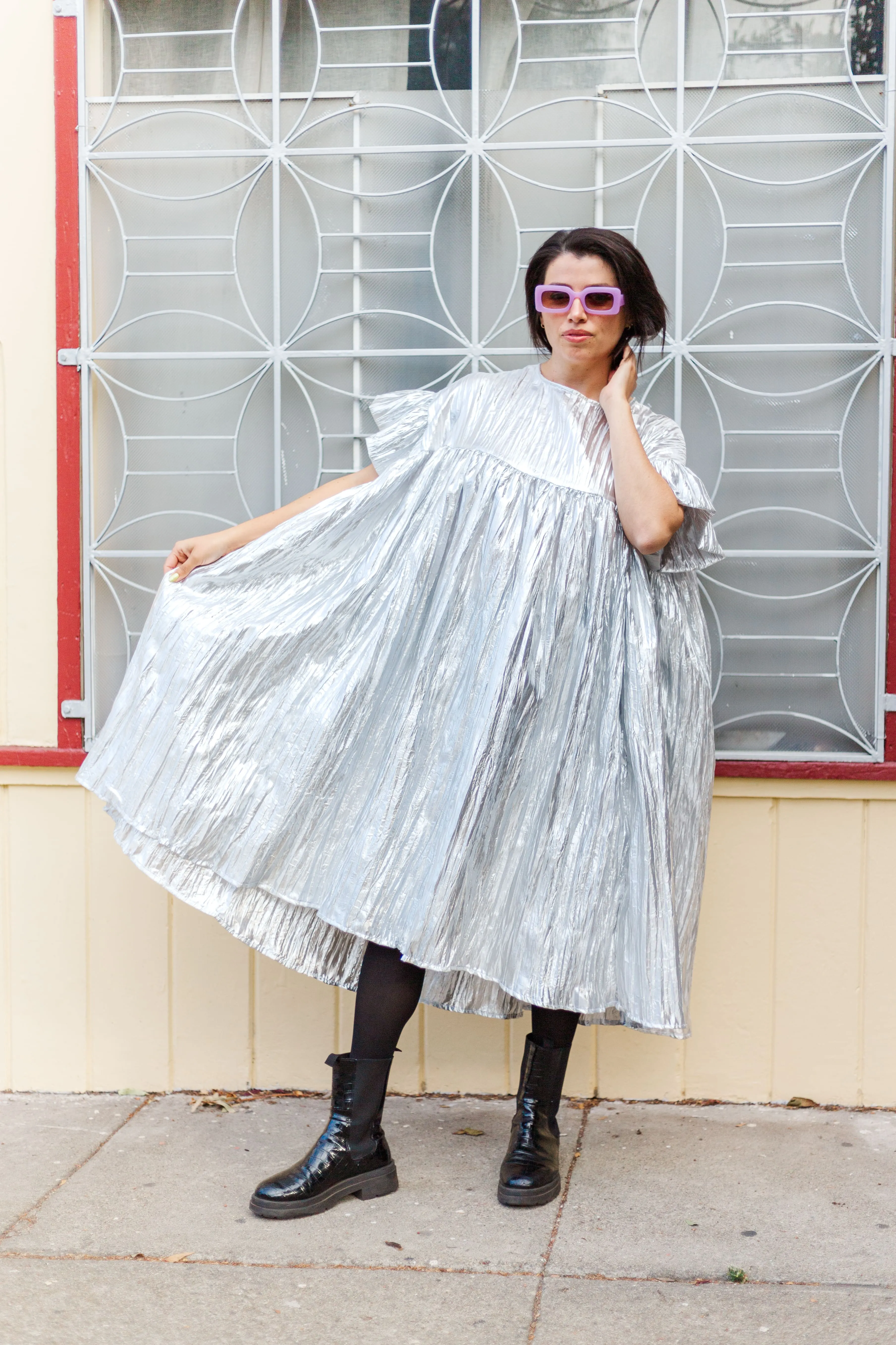 Mushroom Dress in Silver Metallic (PREORDER)