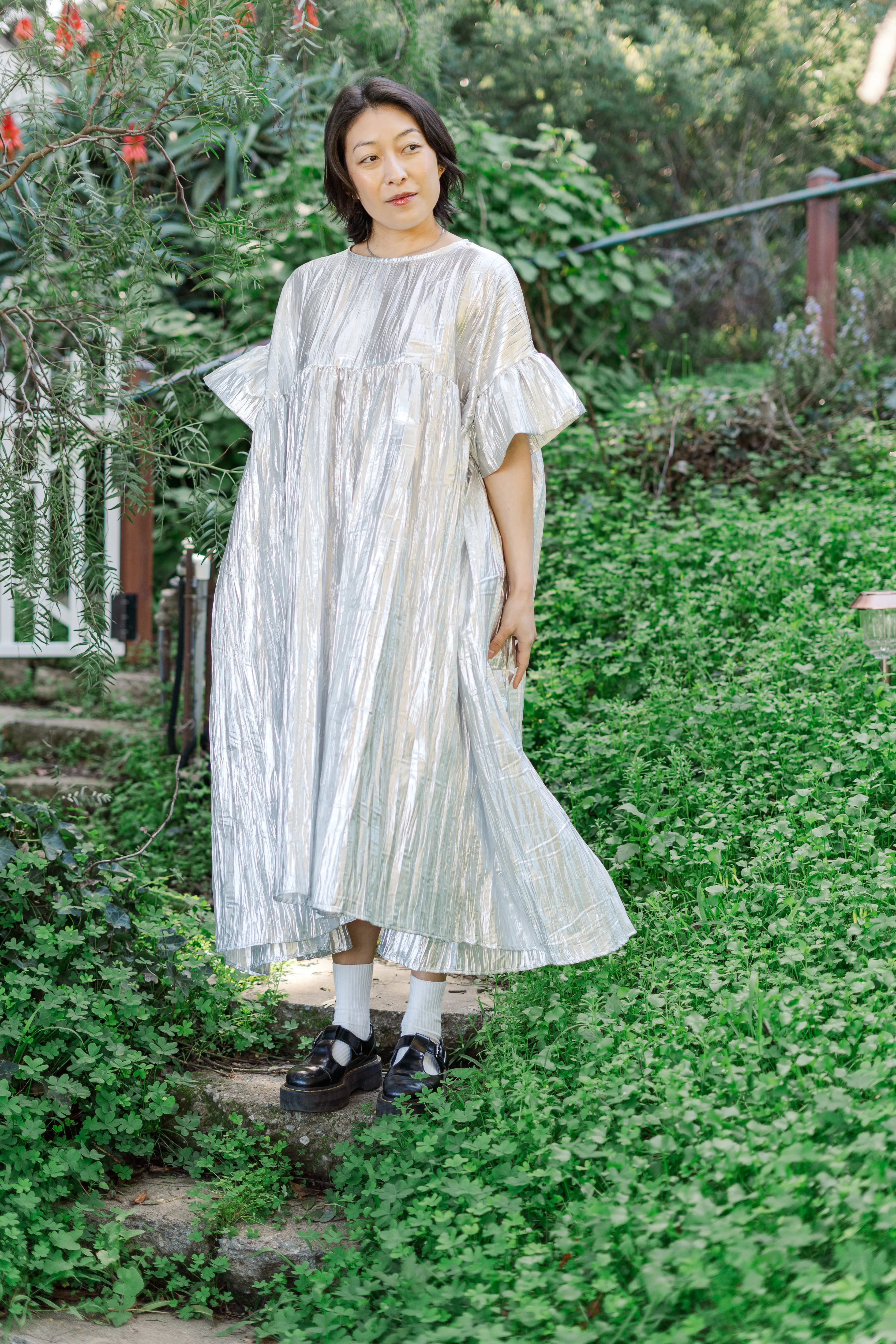 Mushroom Dress in Silver Metallic (PREORDER)