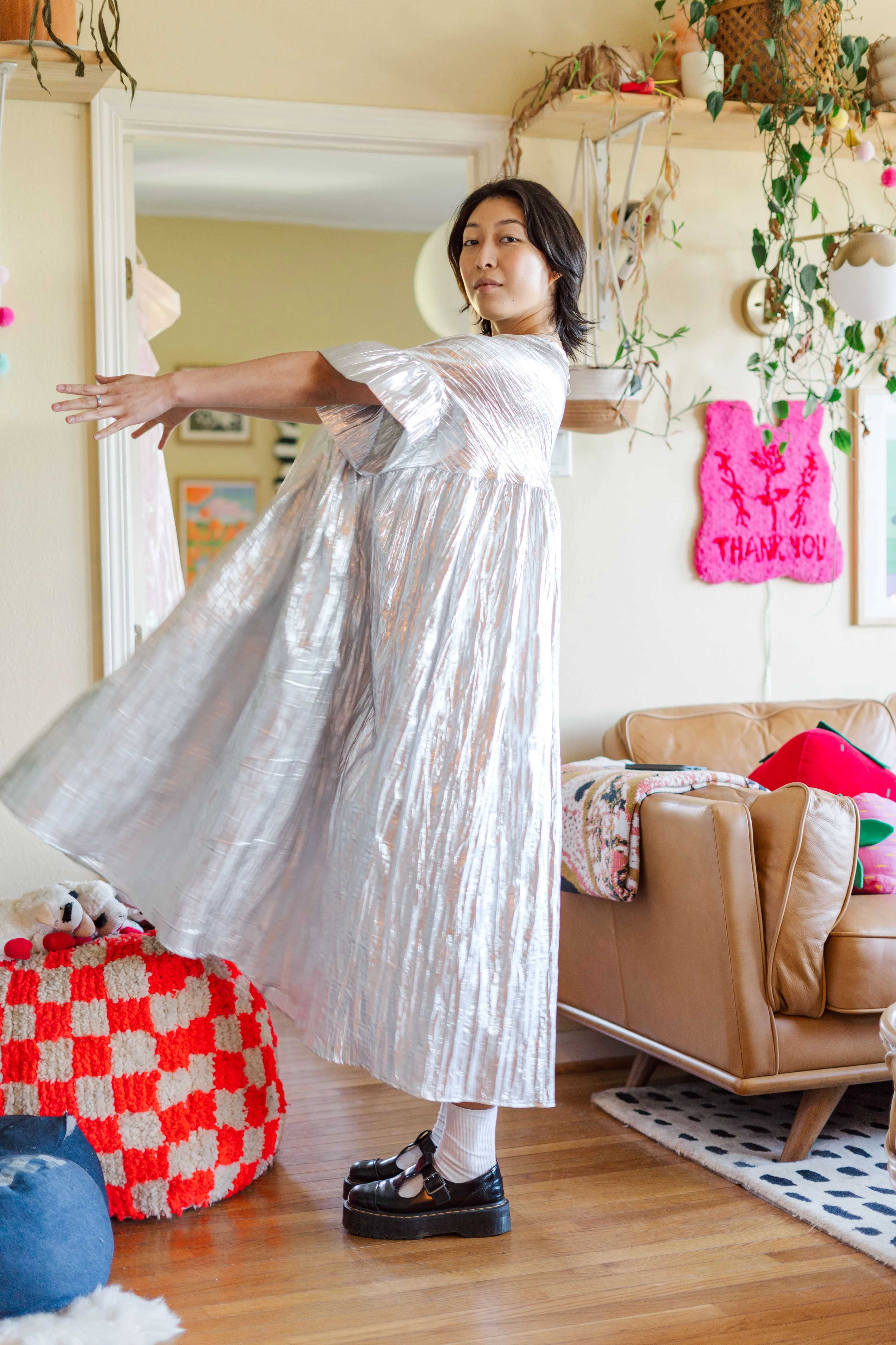Mushroom Dress in Silver Metallic (PREORDER)