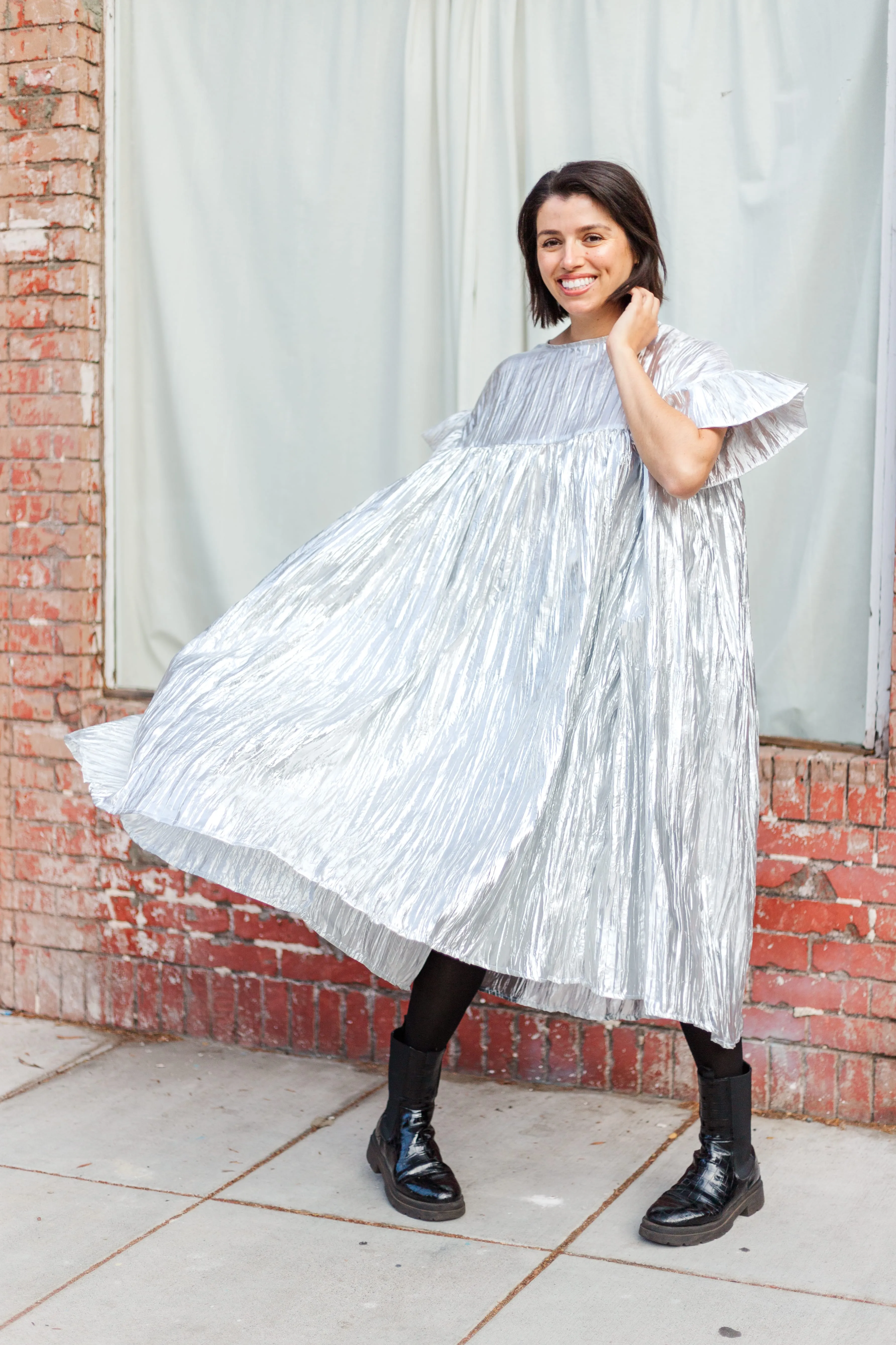 Mushroom Dress in Silver Metallic (PREORDER)
