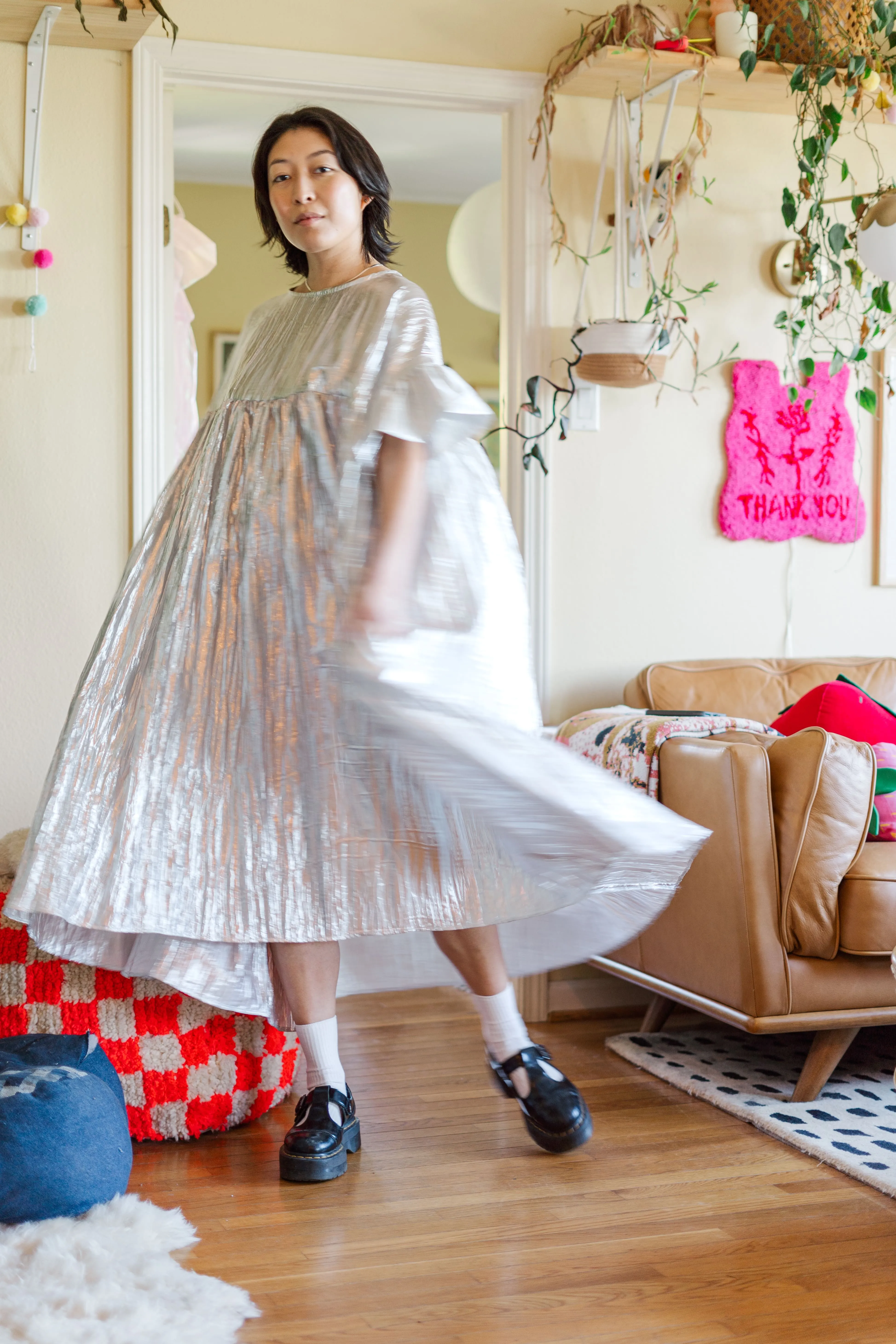Mushroom Dress in Silver Metallic (PREORDER)