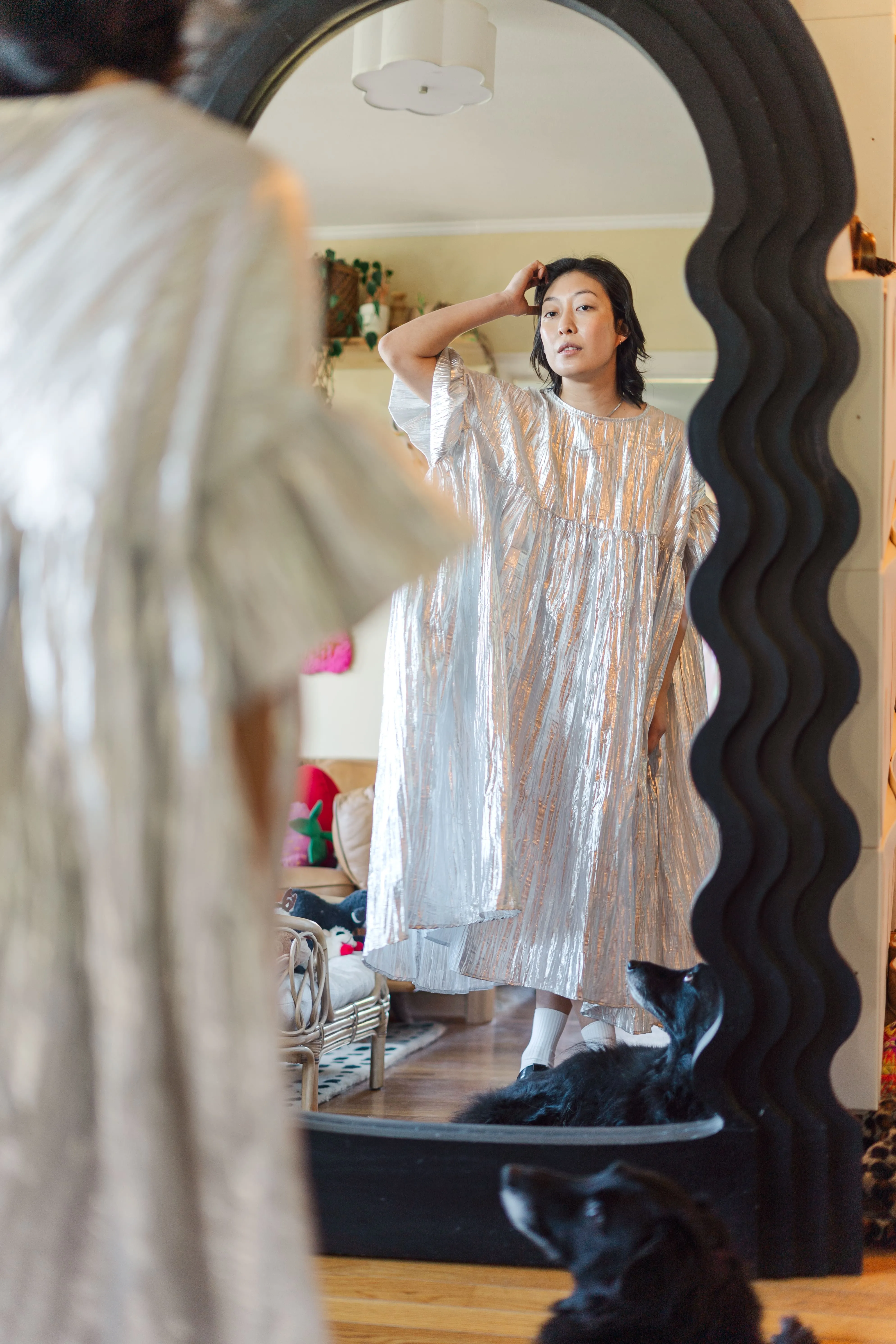 Mushroom Dress in Silver Metallic (PREORDER)