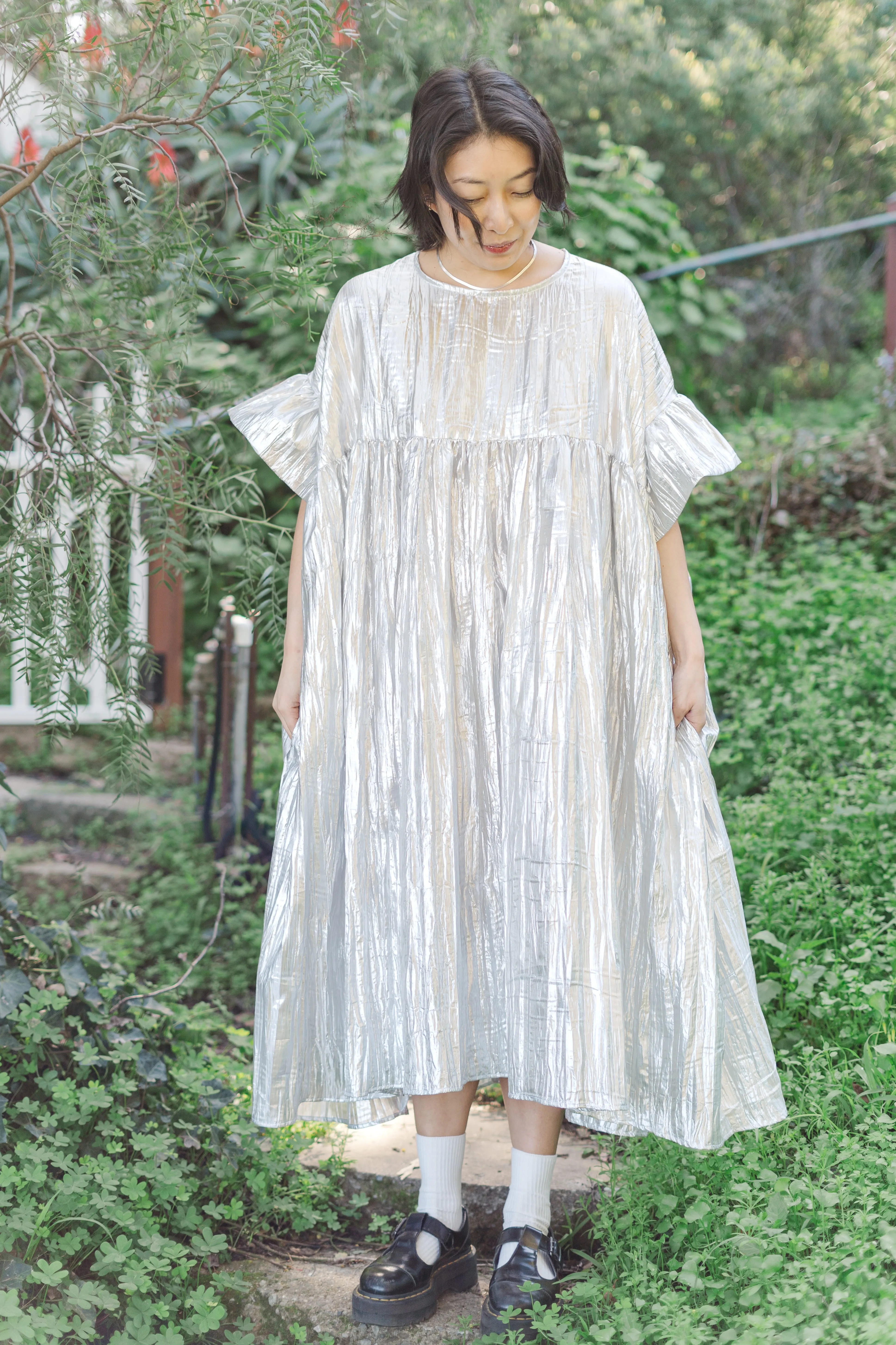 Mushroom Dress in Silver Metallic (PREORDER)