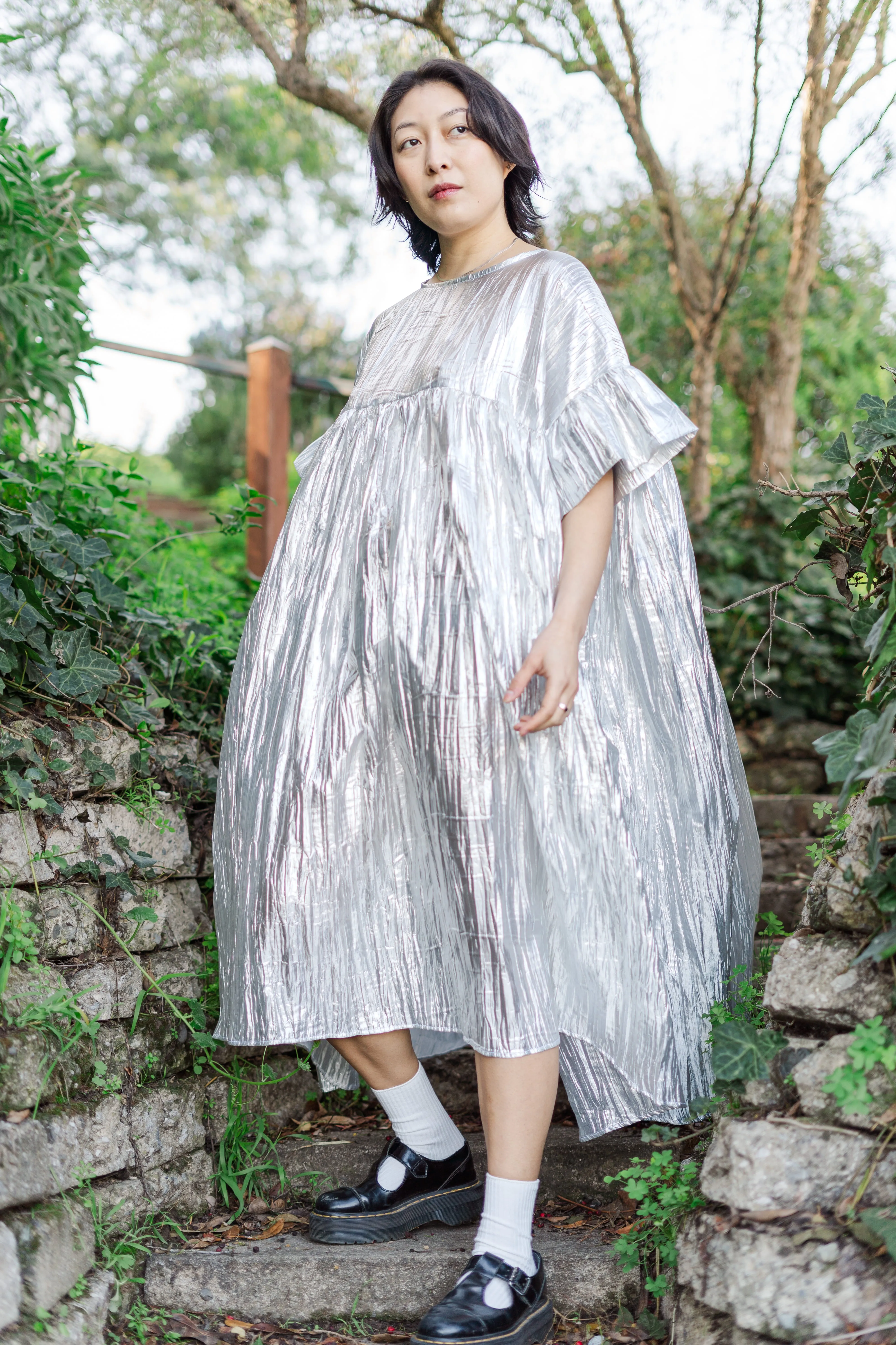 Mushroom Dress in Silver Metallic (PREORDER)