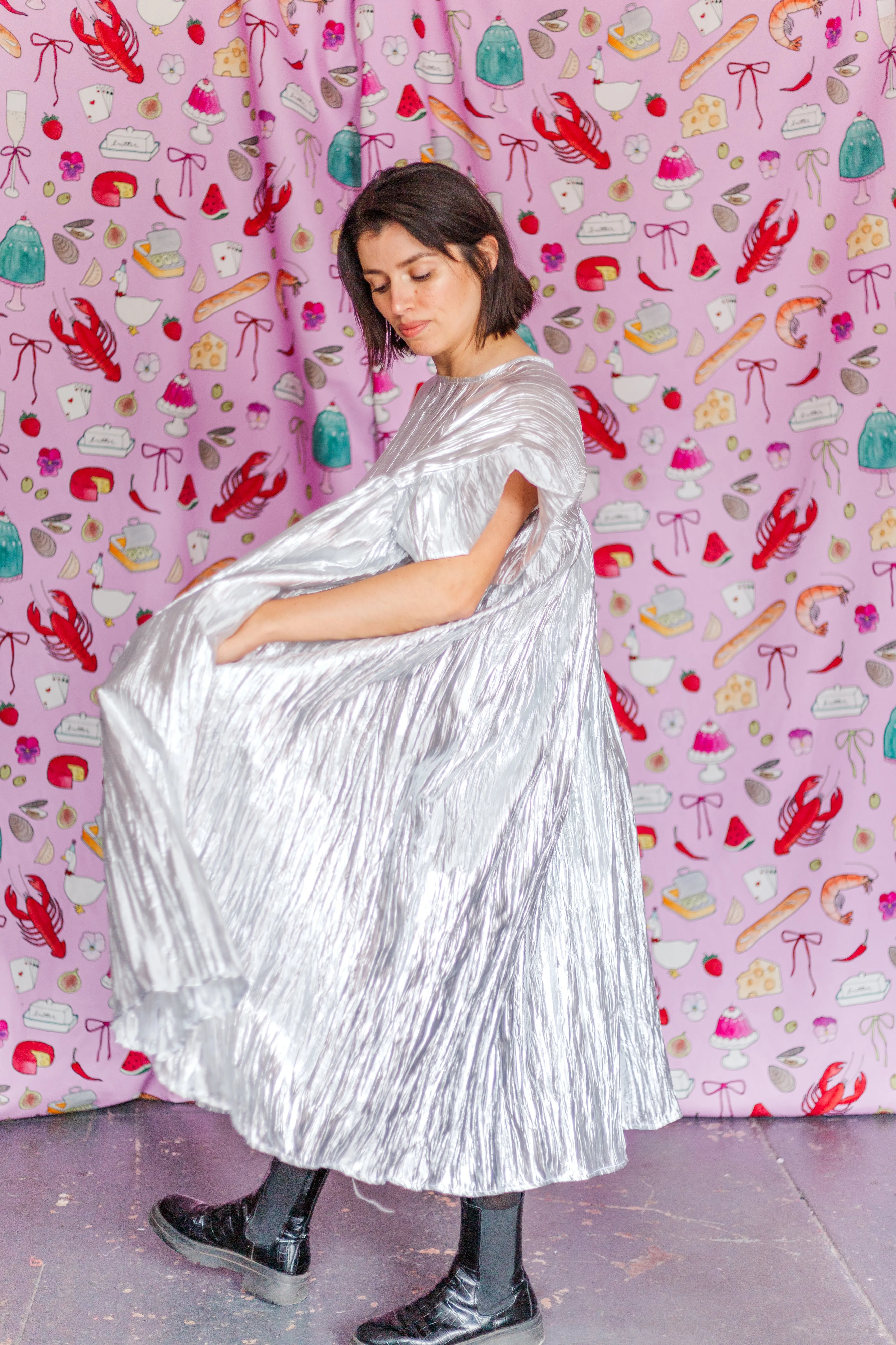 Mushroom Dress in Silver Metallic (PREORDER)