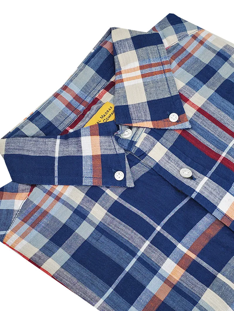 N°6 Classic Button Down Collar Short Sleeve Shirt Navy/Grey