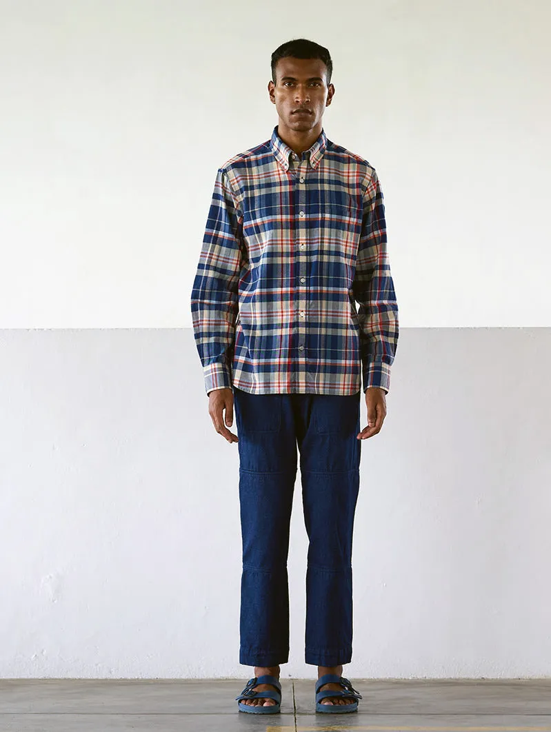 N°6 Classic Button Down Collar Short Sleeve Shirt Navy/Grey