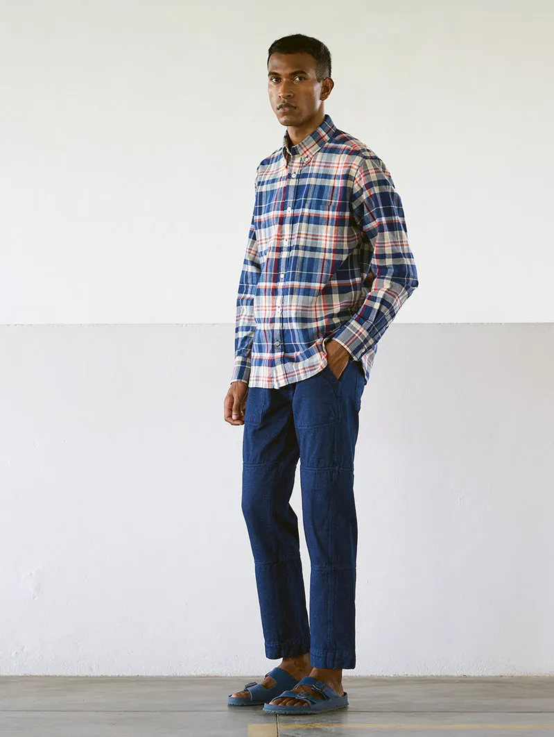 N°6 Classic Button Down Collar Short Sleeve Shirt Navy/Grey