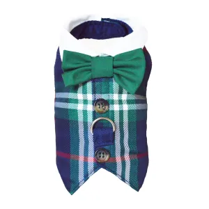 Navy and Green Plaid Dog