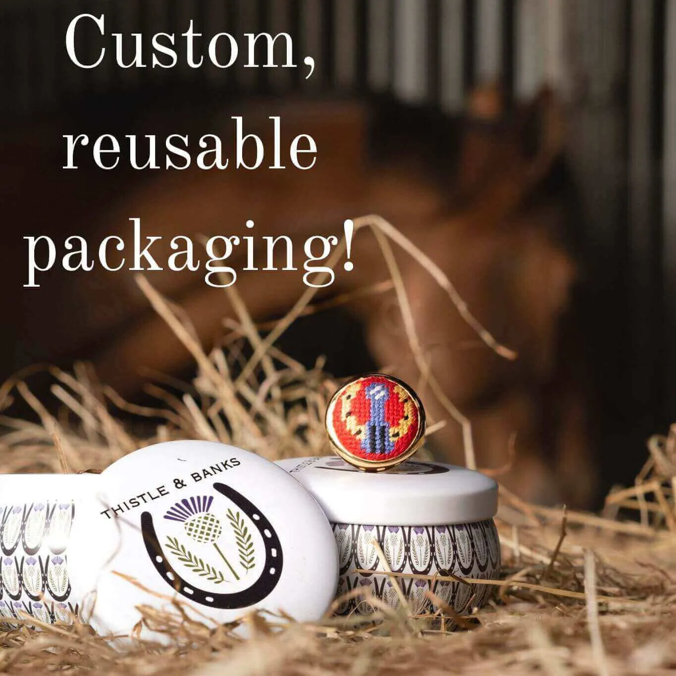 Navy and Grey Greek Key Needlepoint Ring